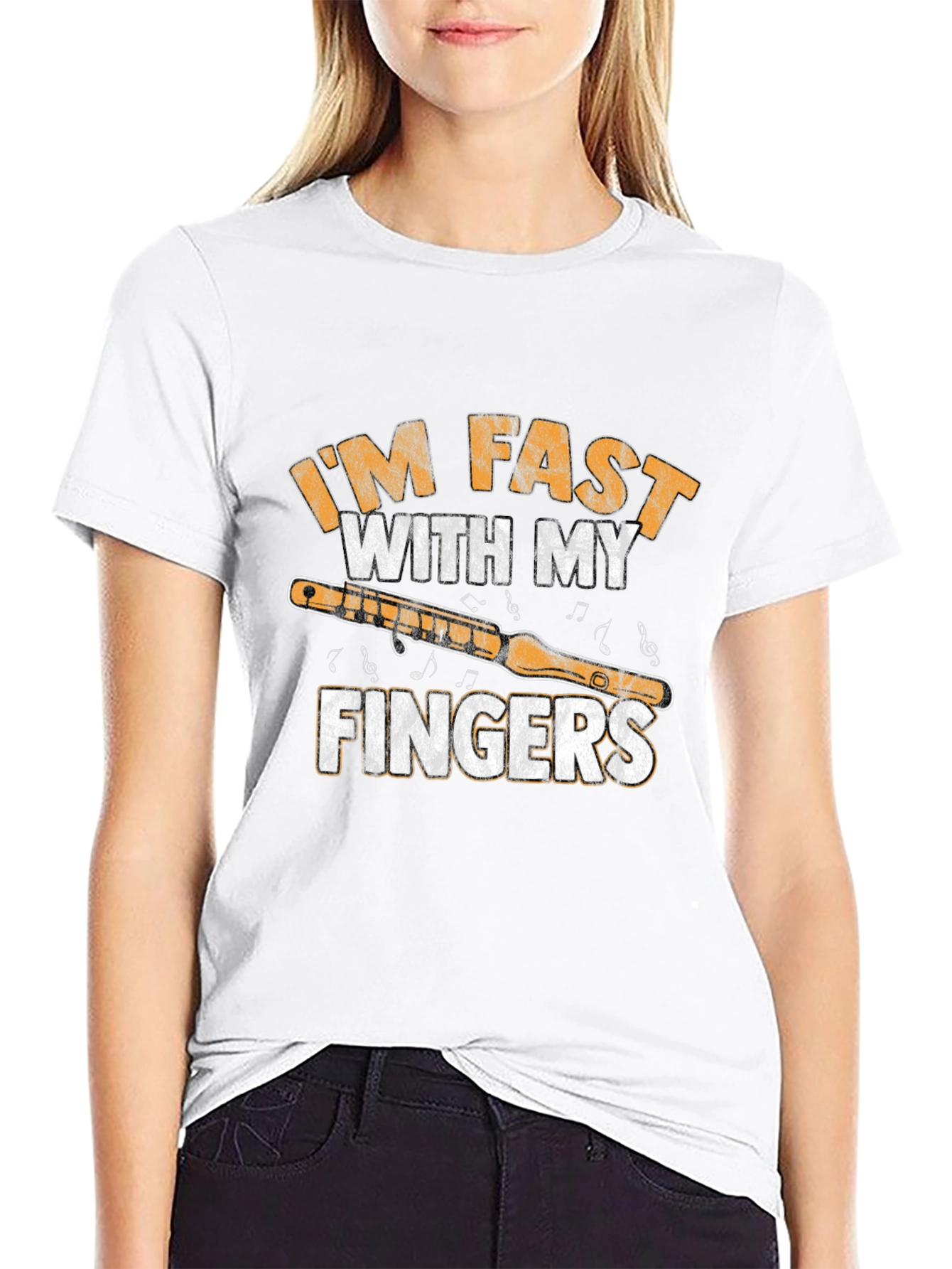 Black I'm Fast With My Fingers Flute T-Shirt view 9