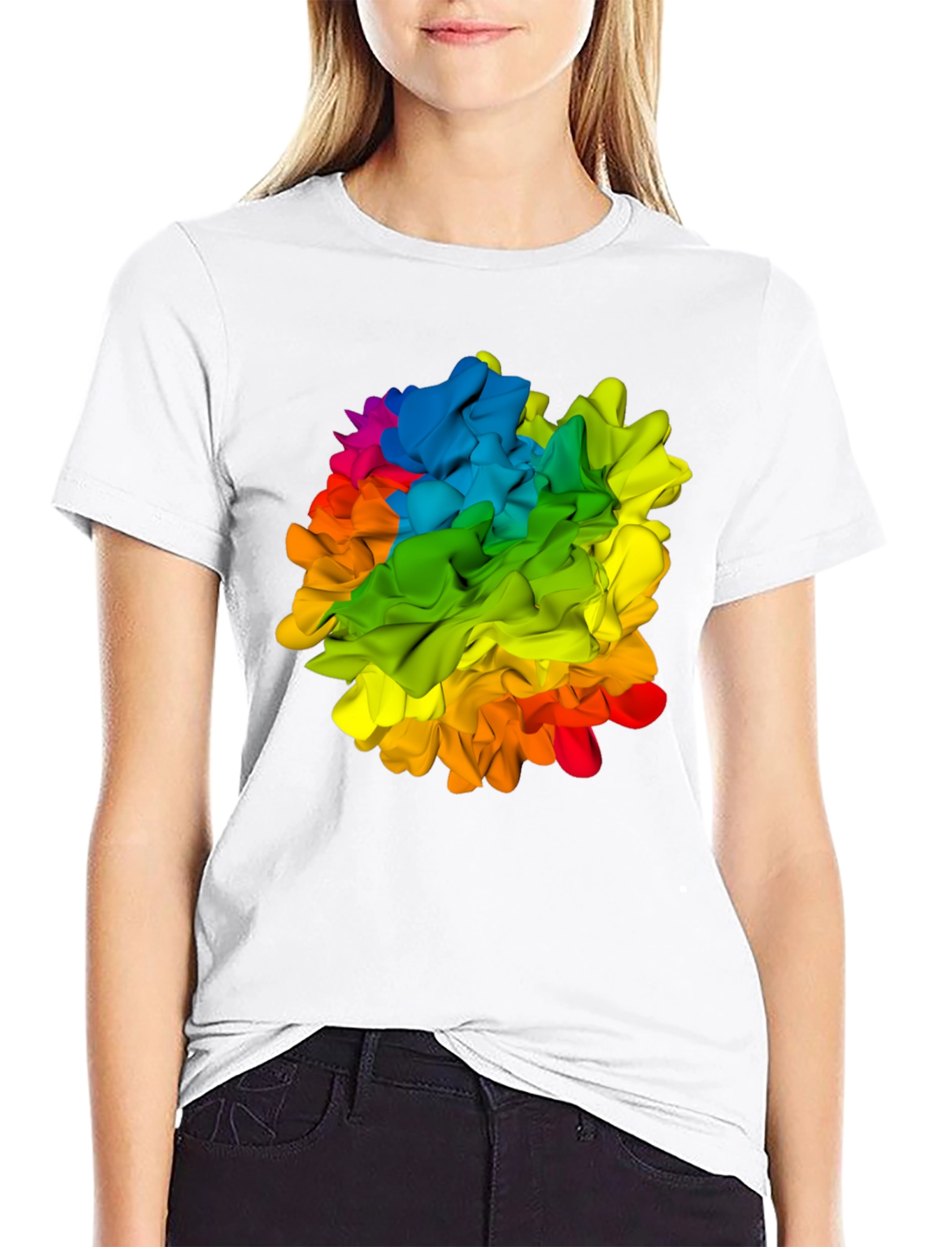 Black Rainbow Swirl Graphic Tee - Colorful Abstract Design view 9