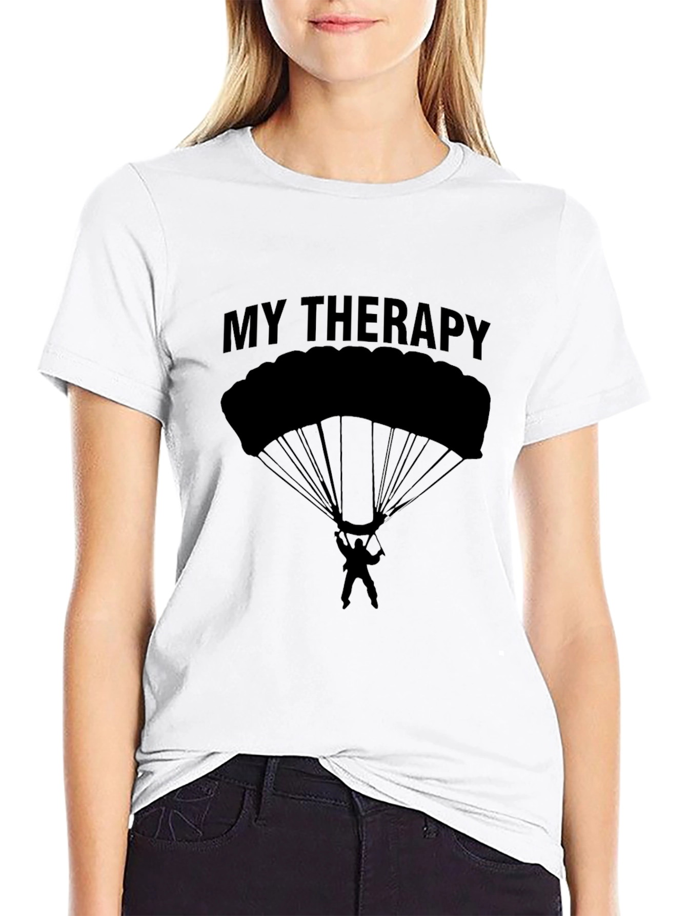 Black My Therapy Parachute T-Shirt view 9