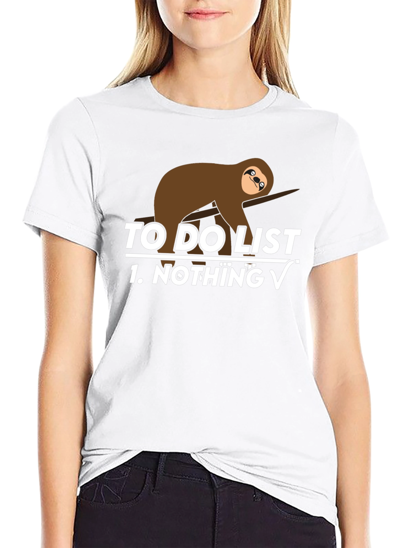 Black Sloth To-Do List Funny Graphic Tee view 9