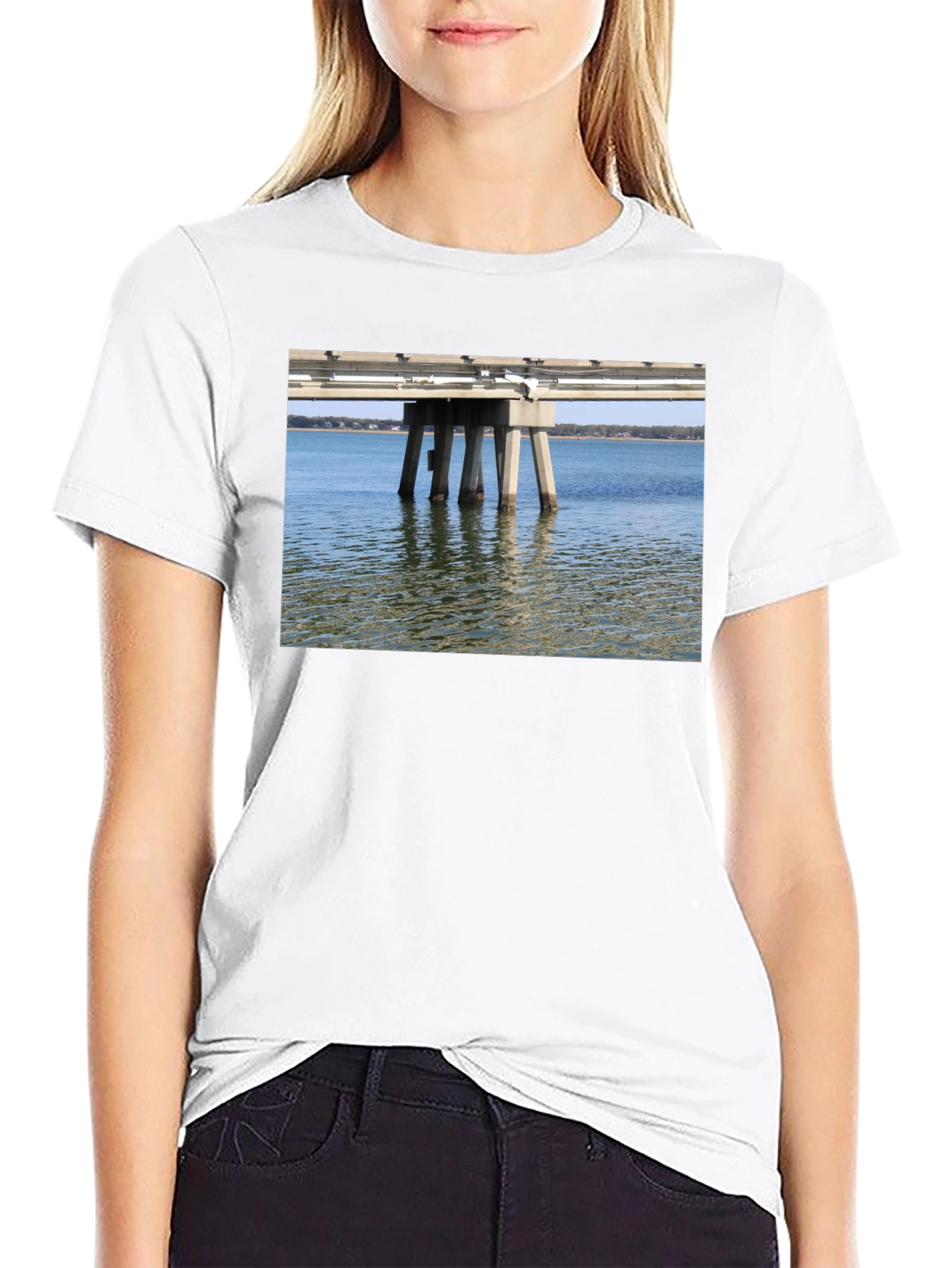 Black Pier View T-Shirt - Black, Casual Wear view 9