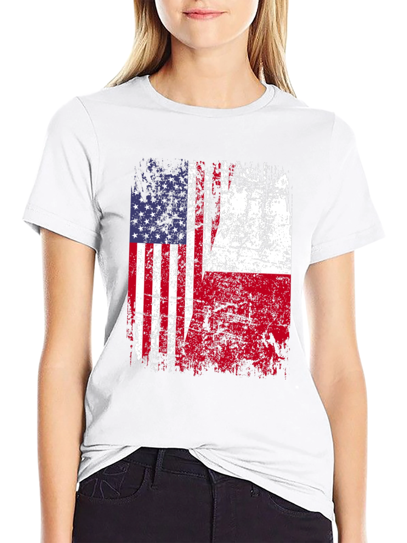 Black USA & Poland Flag T-Shirt view 9