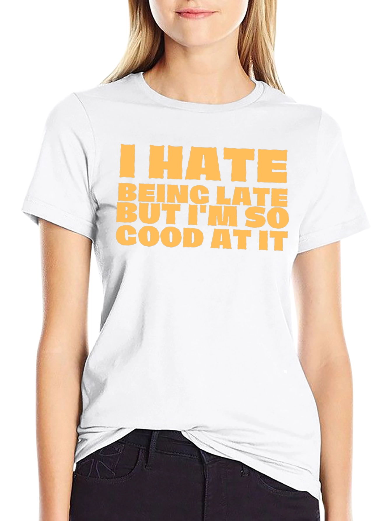 Black Funny I Hate Being Late Graphic T-Shirt view 9