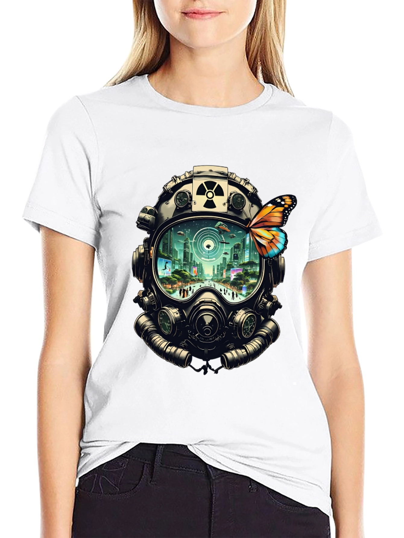 Gas Mask Cityscape Graphic Tee - 9