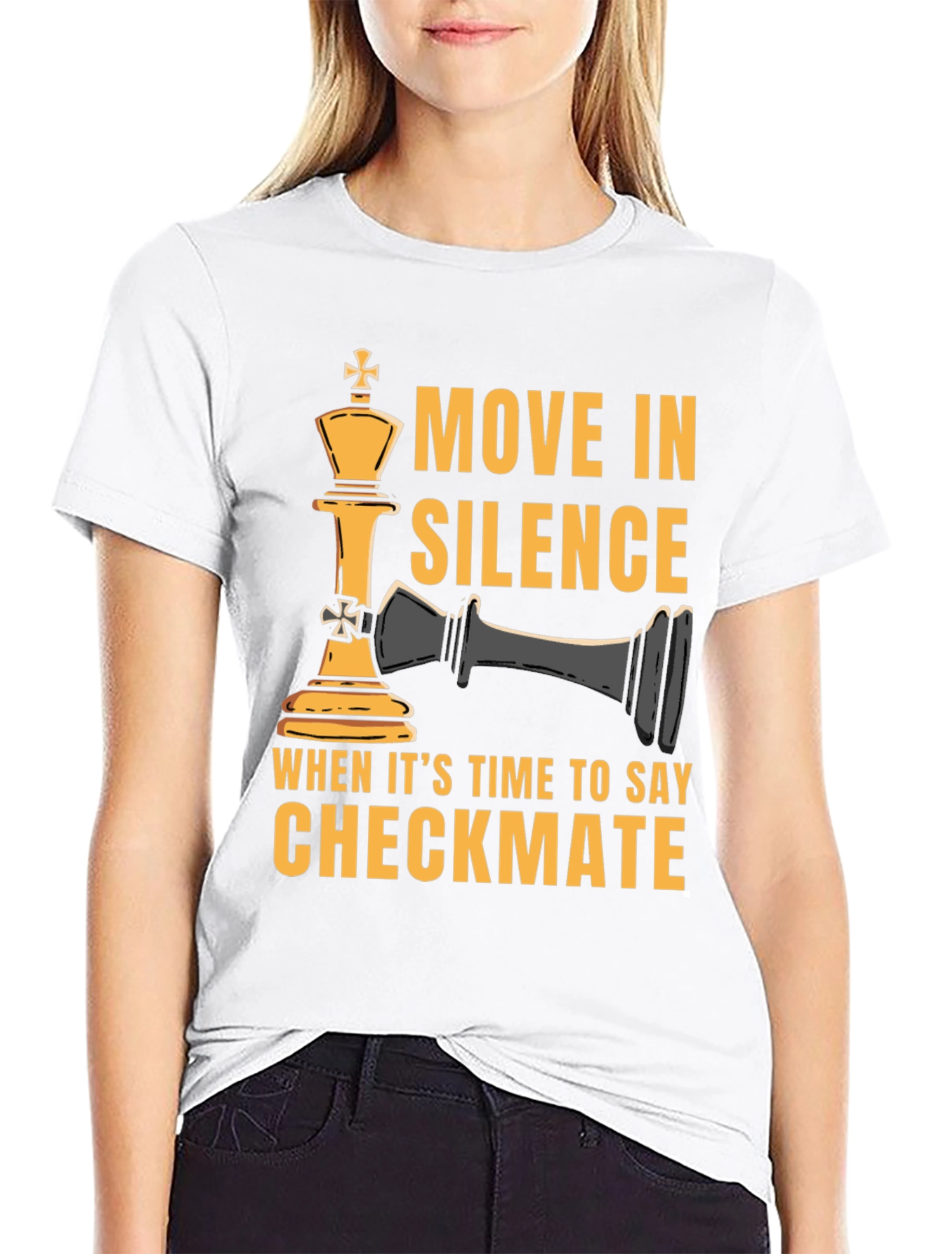 Black Move In Silence Chess Graphic T-Shirt view 9