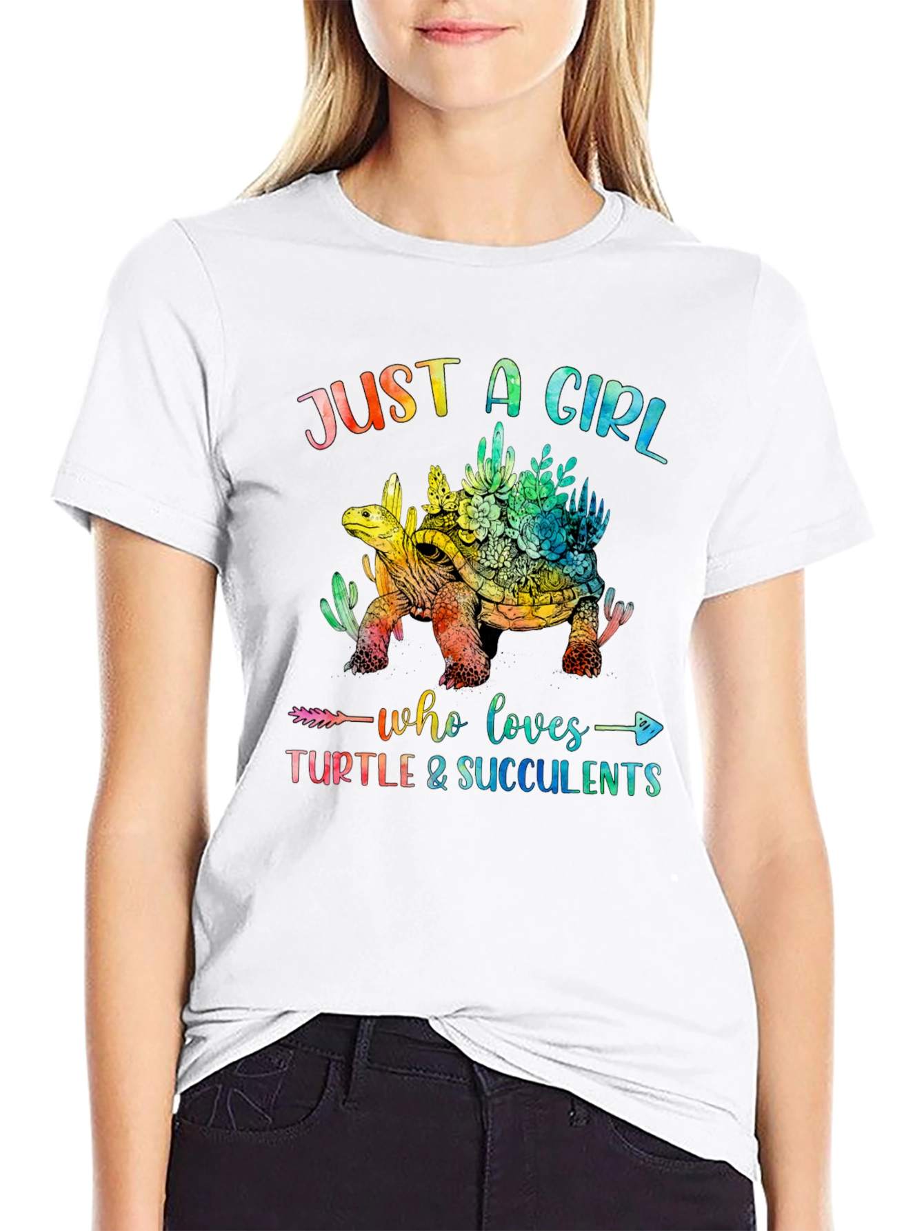 Black Girl's Turtle and Succulent Graphic Tee view 9