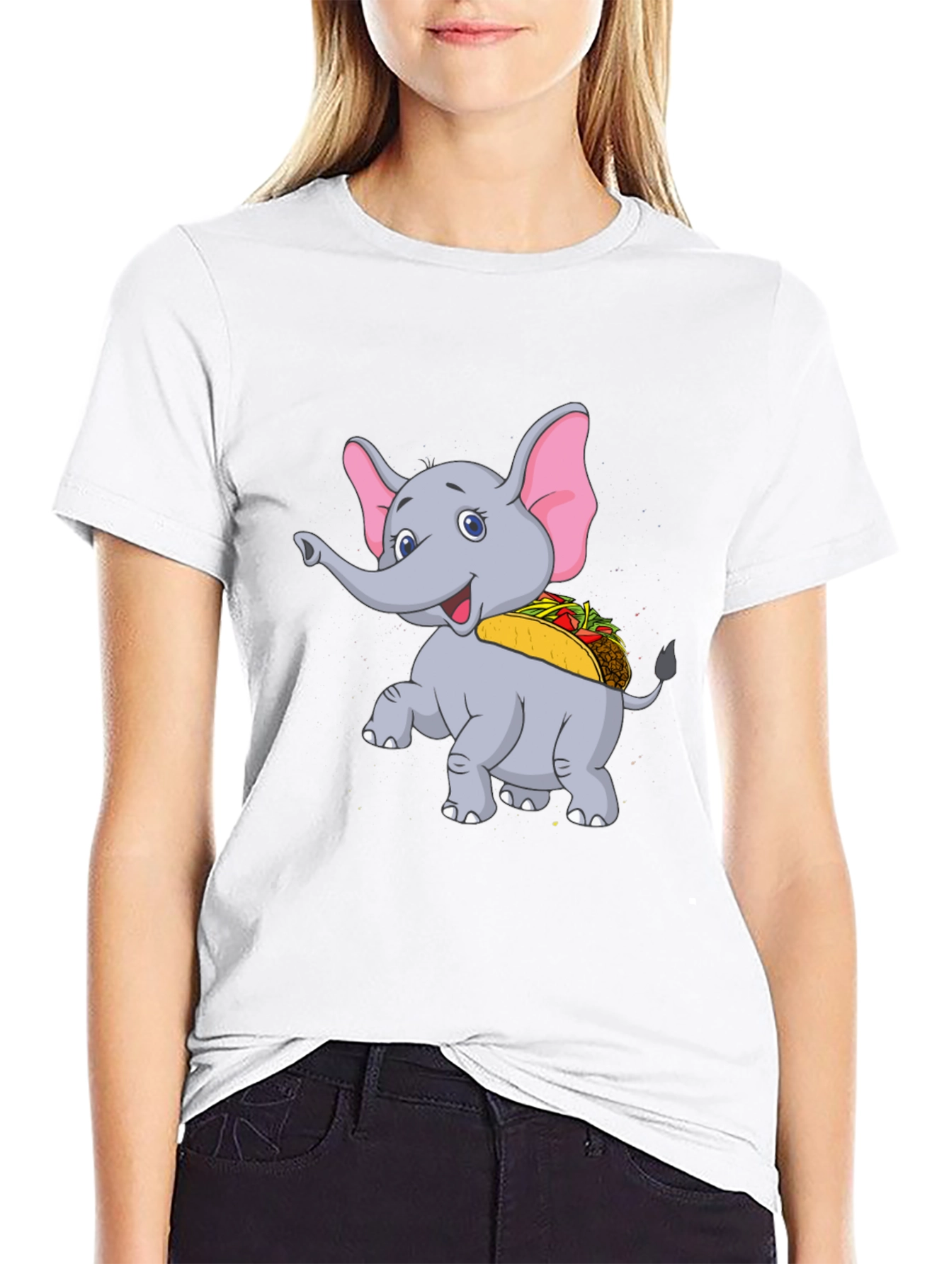 Black Elephant Taco T-Shirt - Cute Cartoon Animal Tee view 9