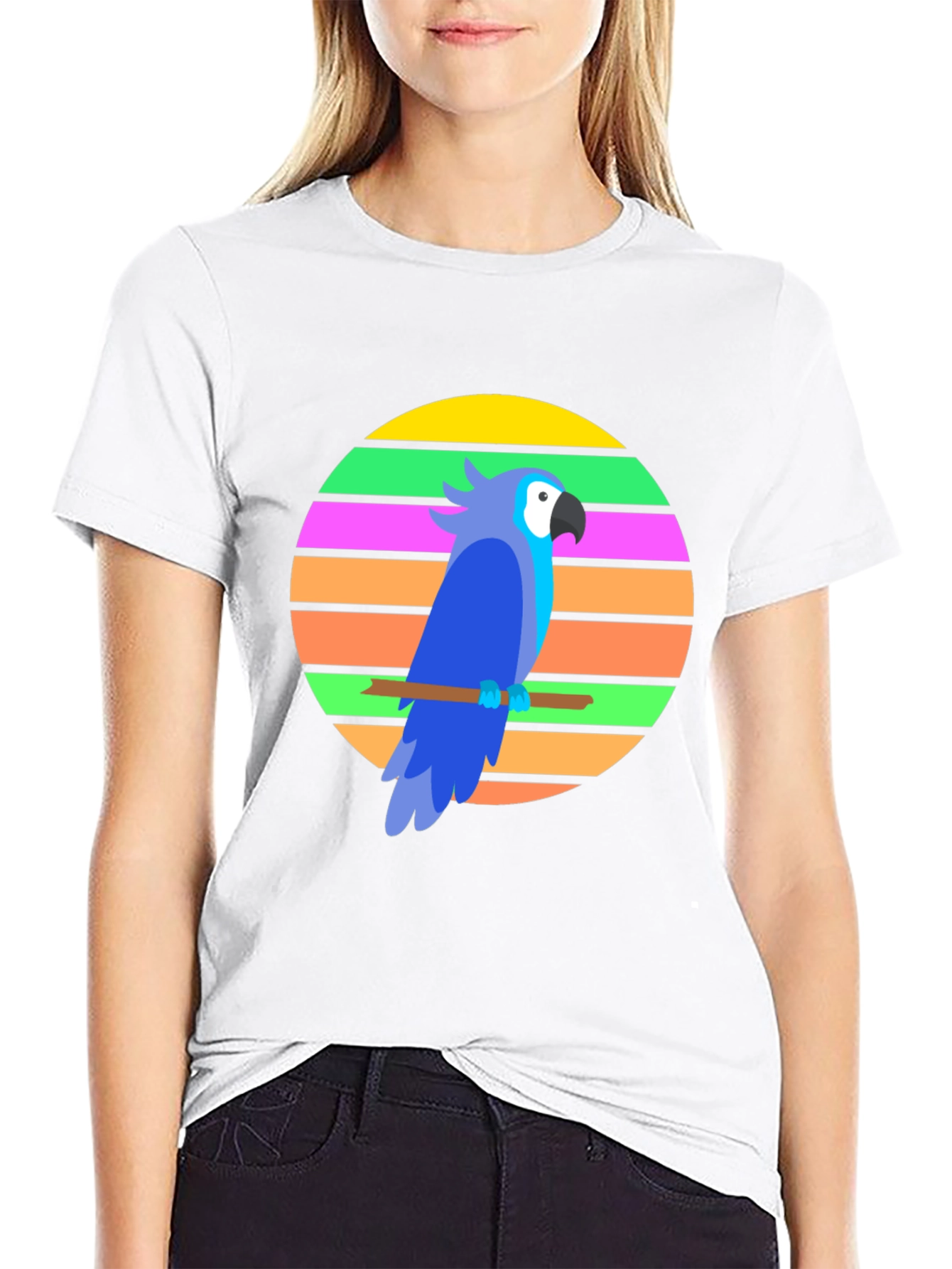 Black Retro Parrot Graphic Tee view 9