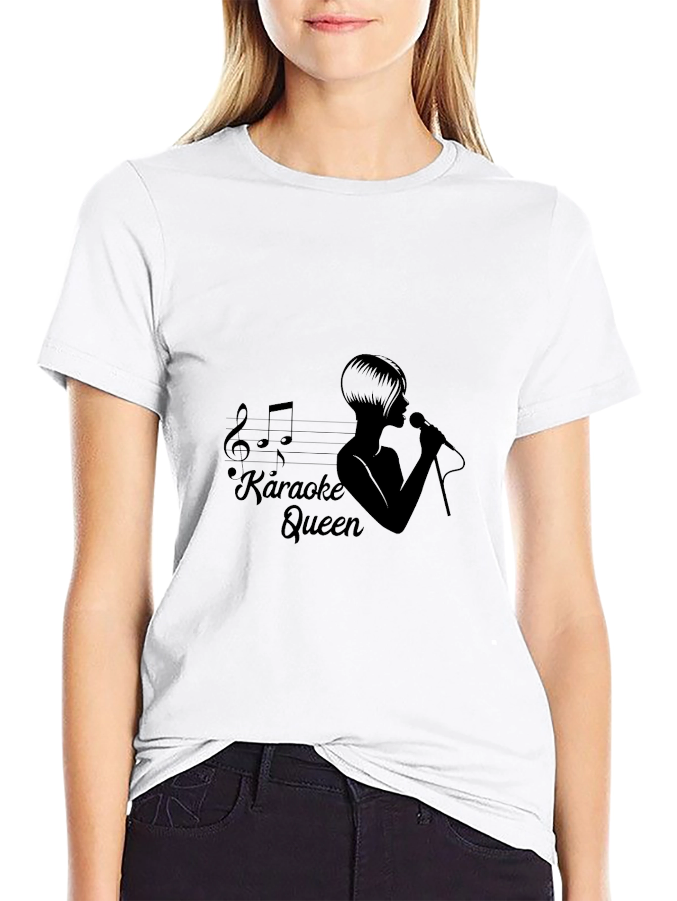 Black Karaoke Queen Black Graphic T-Shirt view 9