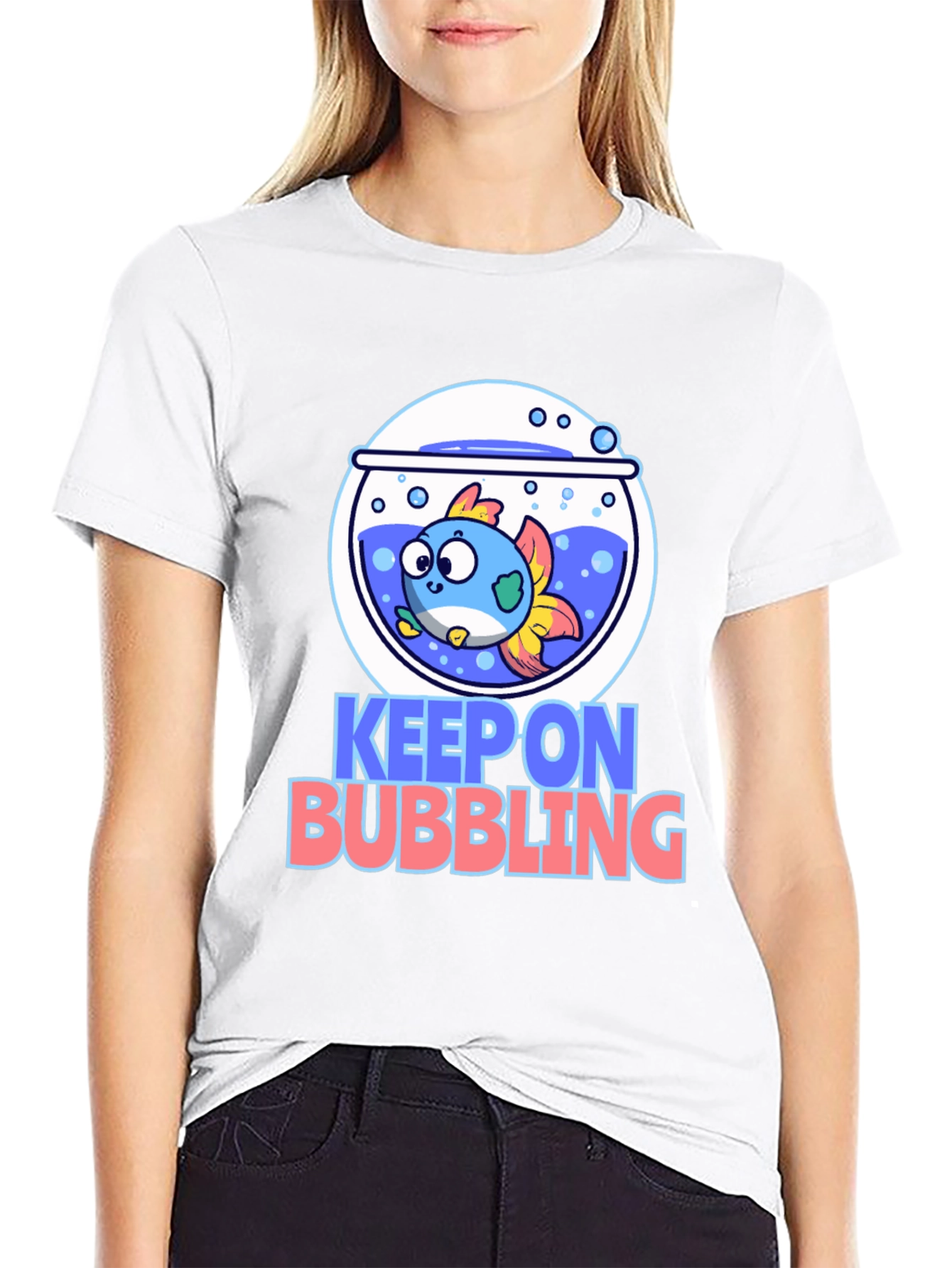Black Keep On Bubbling Graphic Tee - Black Cotton T-Shirt view 9