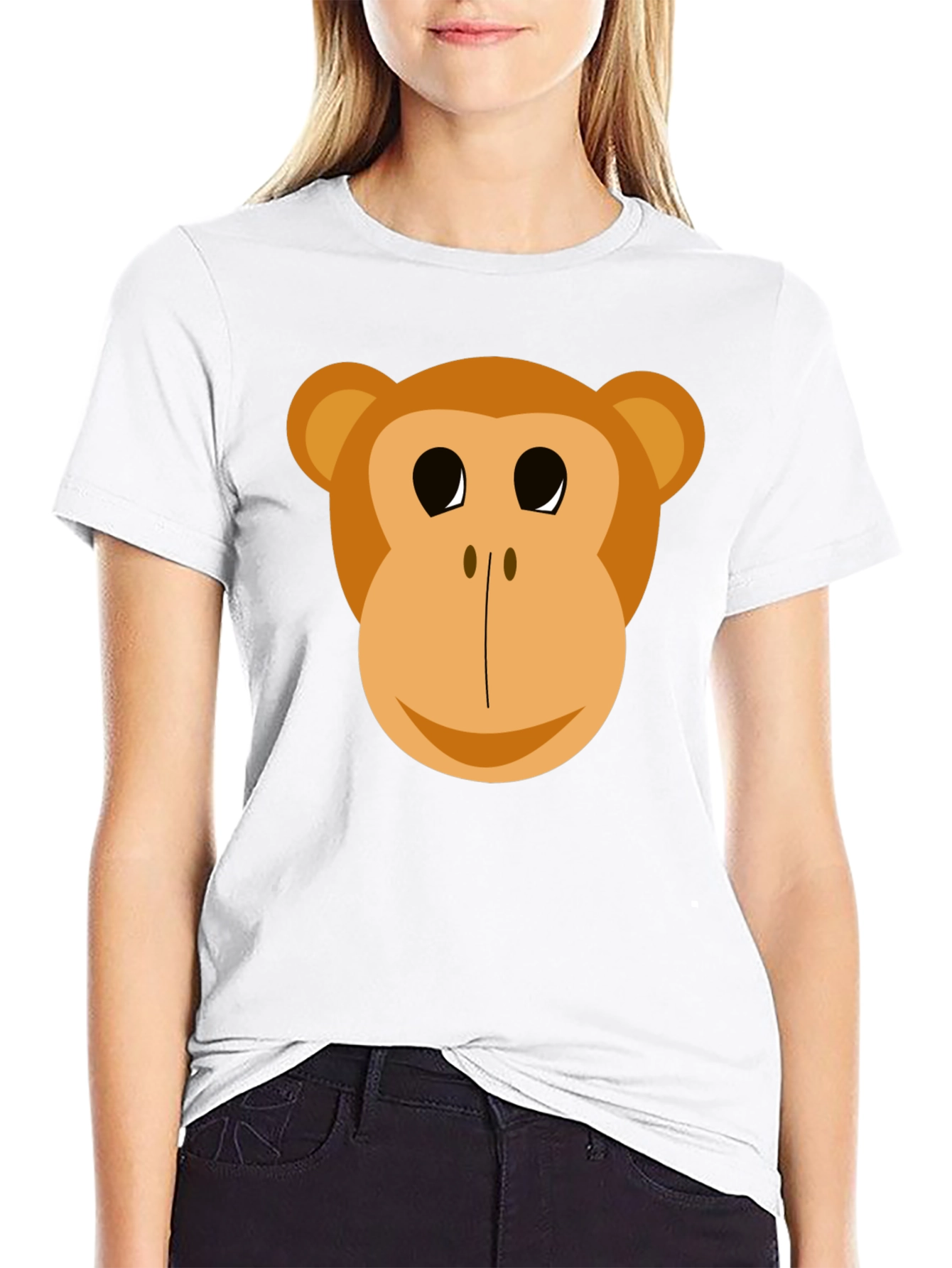 Black Funny Monkey Face Graphic T-Shirt view 9