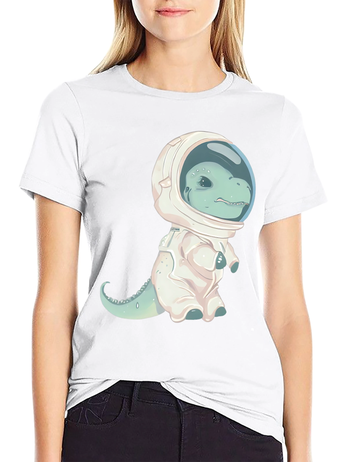 Black Dino Astronaut Graphic T-Shirt view 9