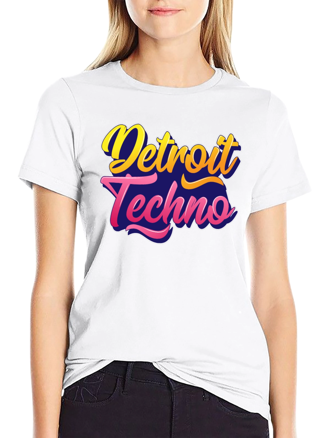Black Detroit Techno Black T-Shirt view 9