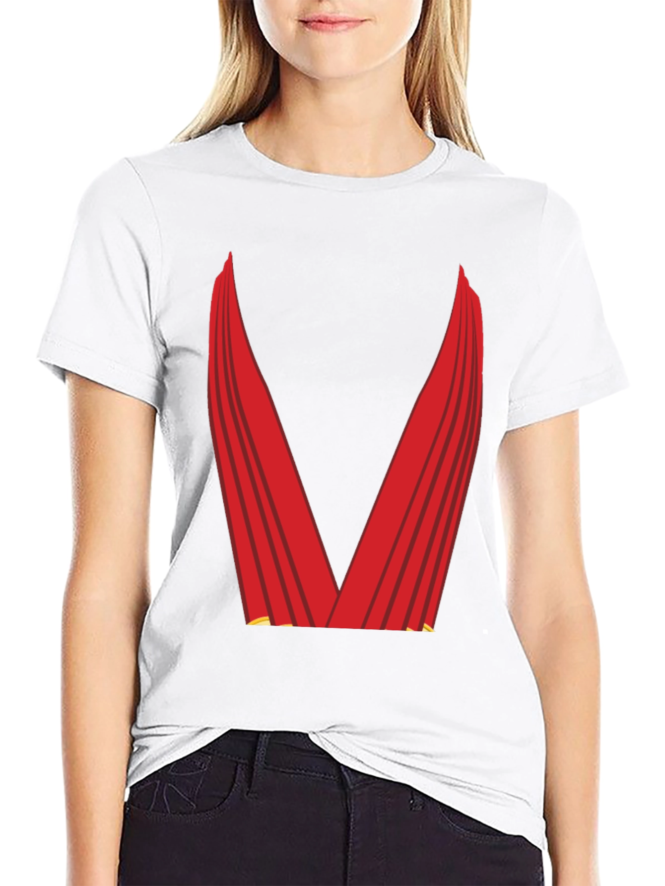 Black Red Cape Graphic Tee - Superhero Style view 9