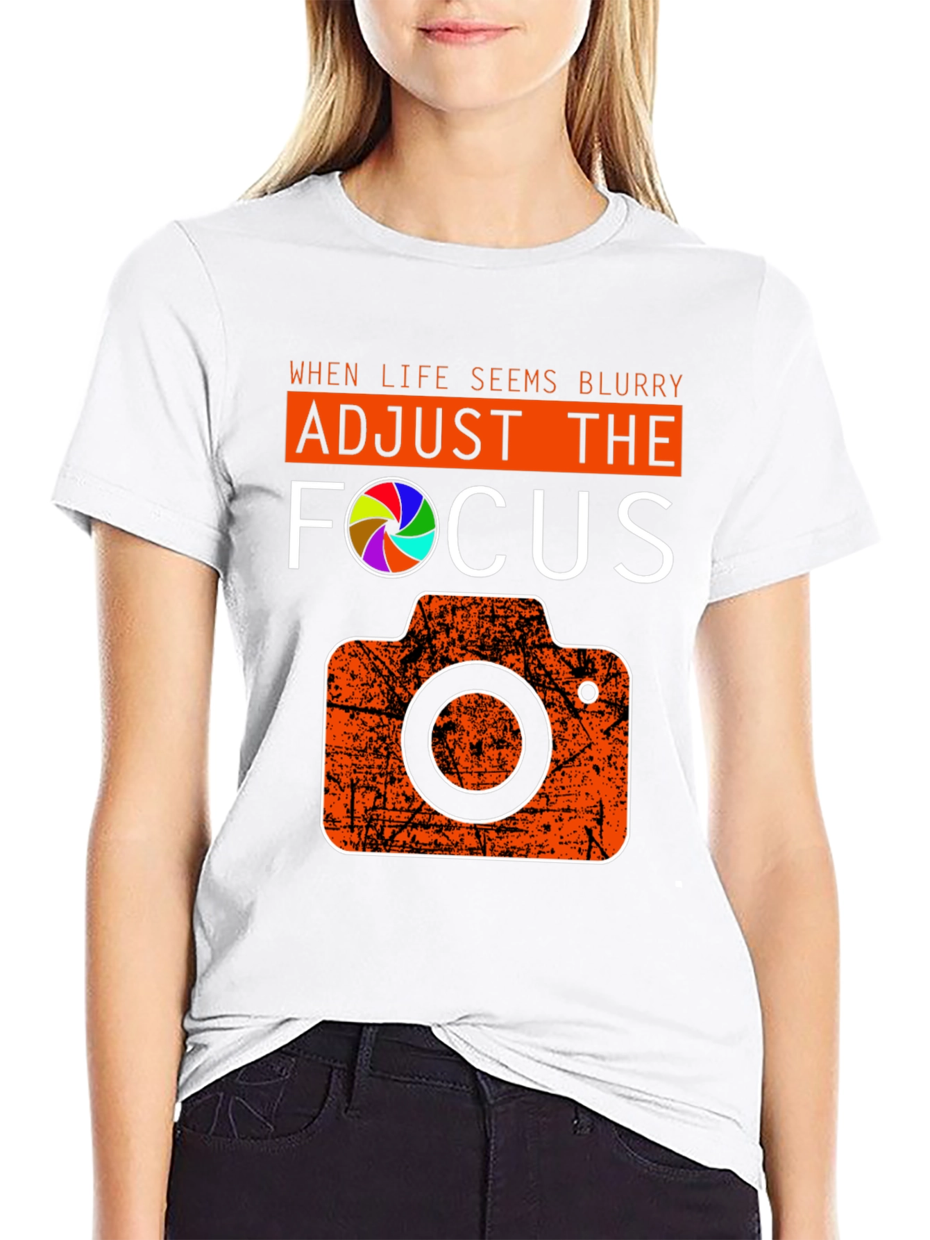 Black Adjust the Focus Graphic Tee - Photography Lover's T-Shirt view 9