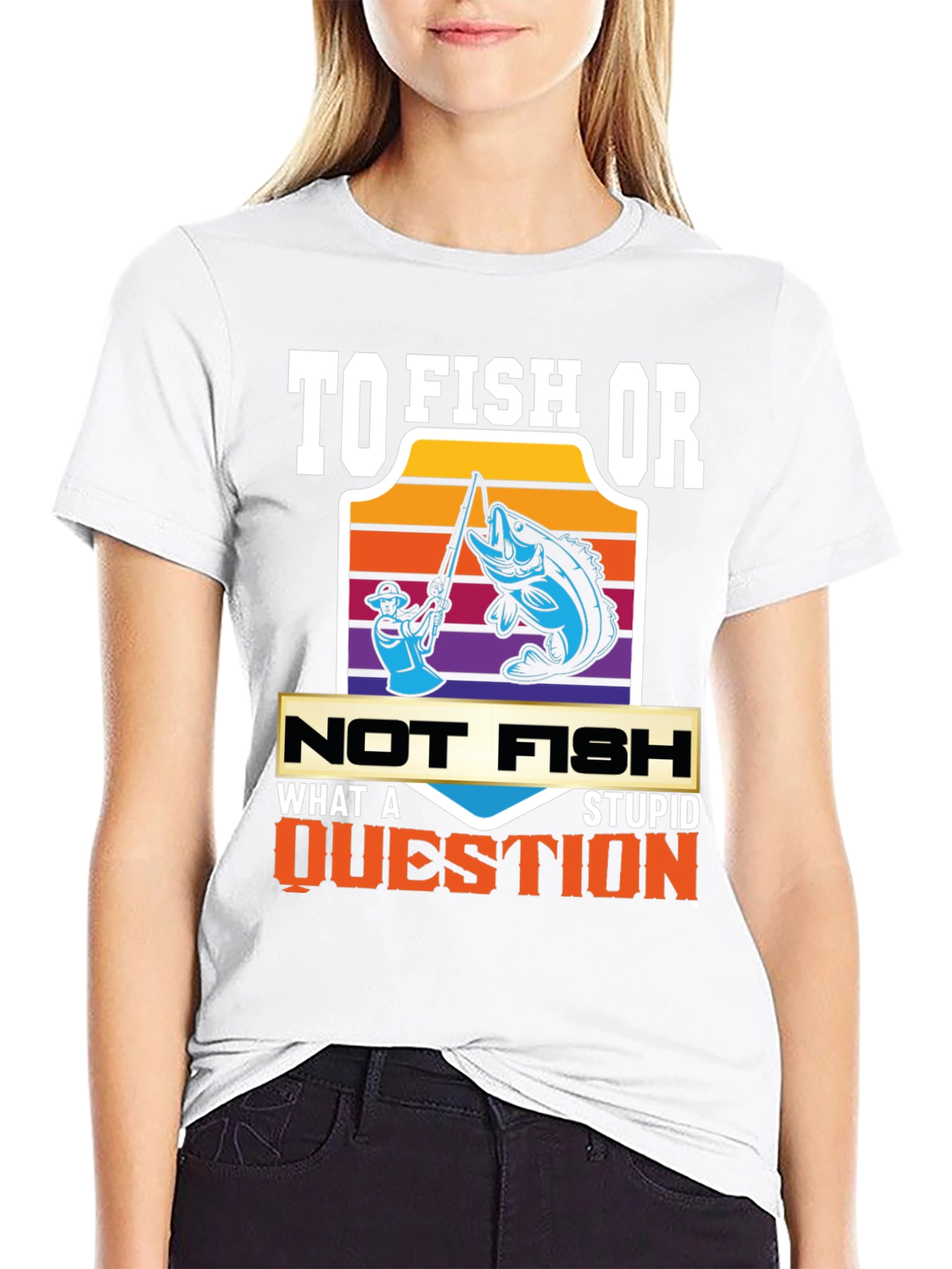 Black Fishing Humor T-Shirt: To Fish Or Not Fish view 9