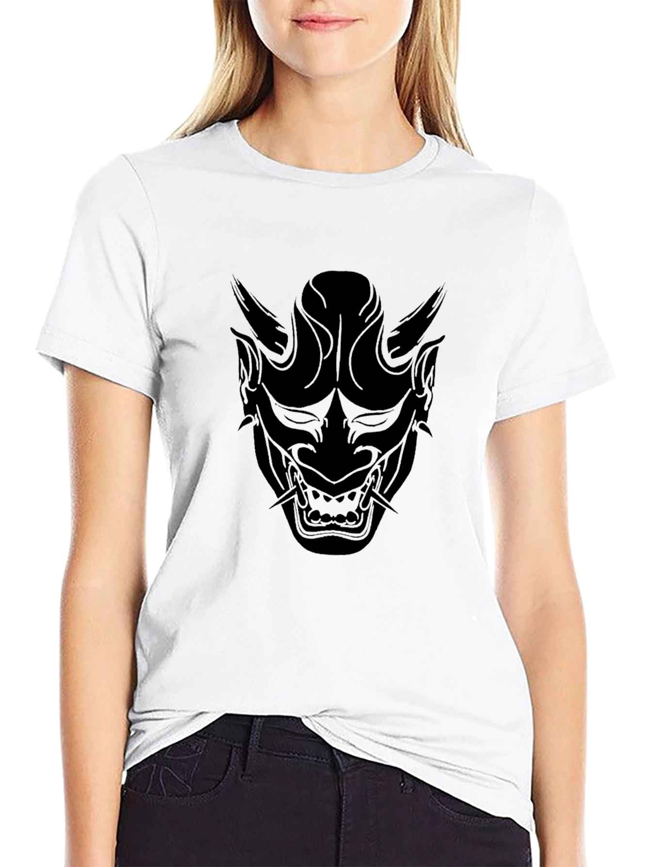 Black Black Oni Mask Graphic Tee view 9