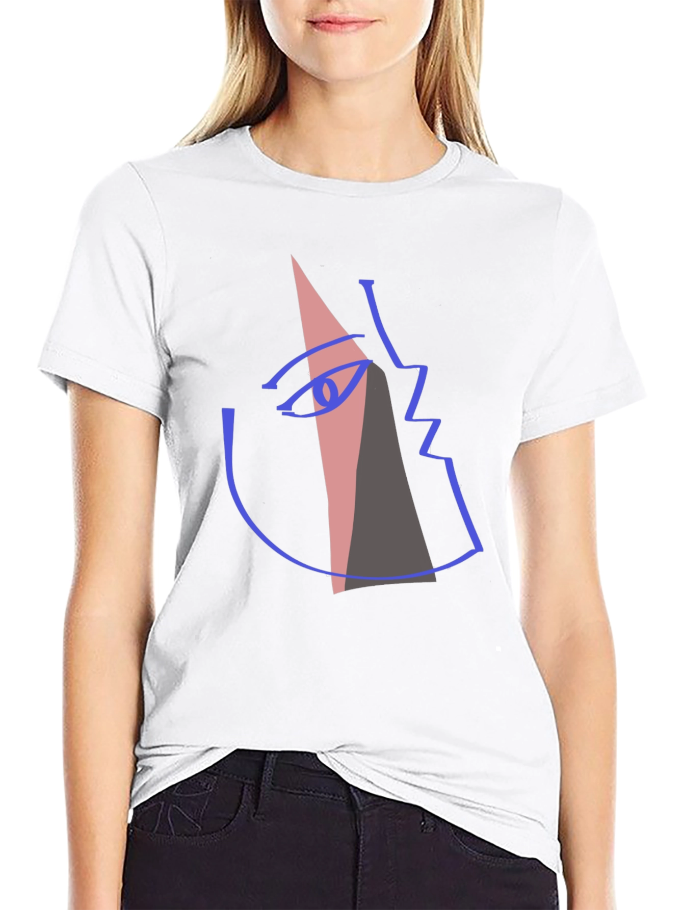 Black Abstract Face Graphic T-Shirt - Modern Art Tee view 9