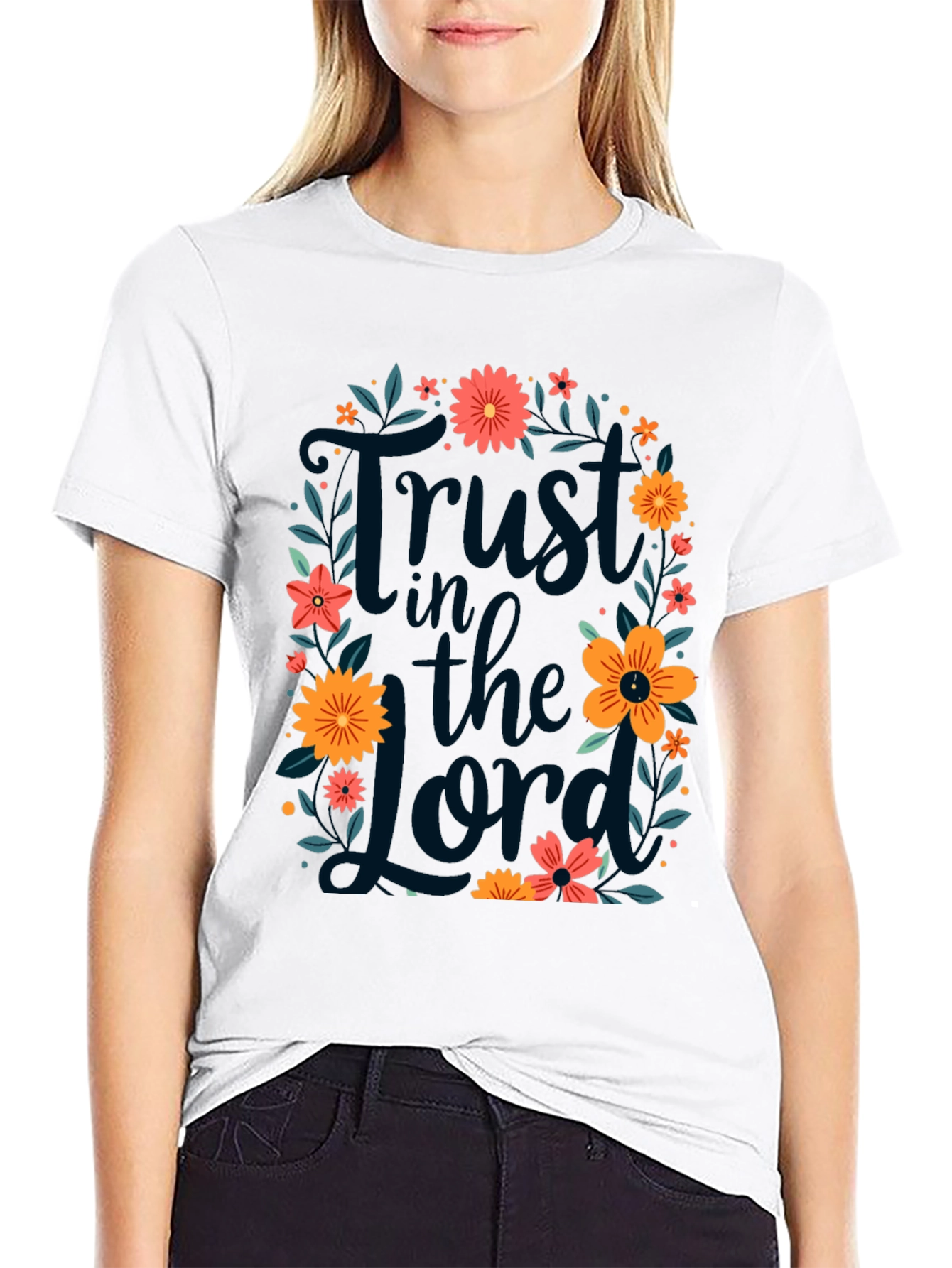 Black Trust in the Lord Floral Tee view 9