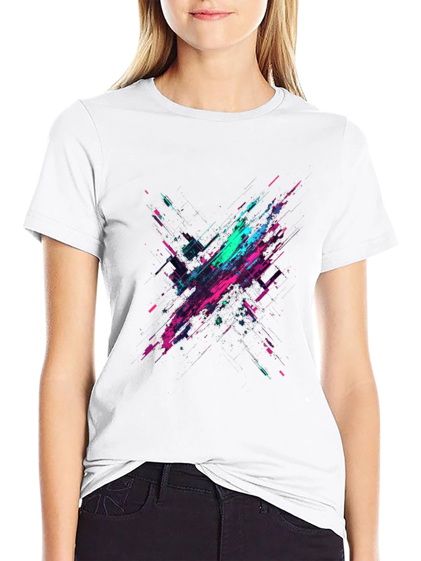 Black Abstract Graphic Print Black T-Shirt view 9