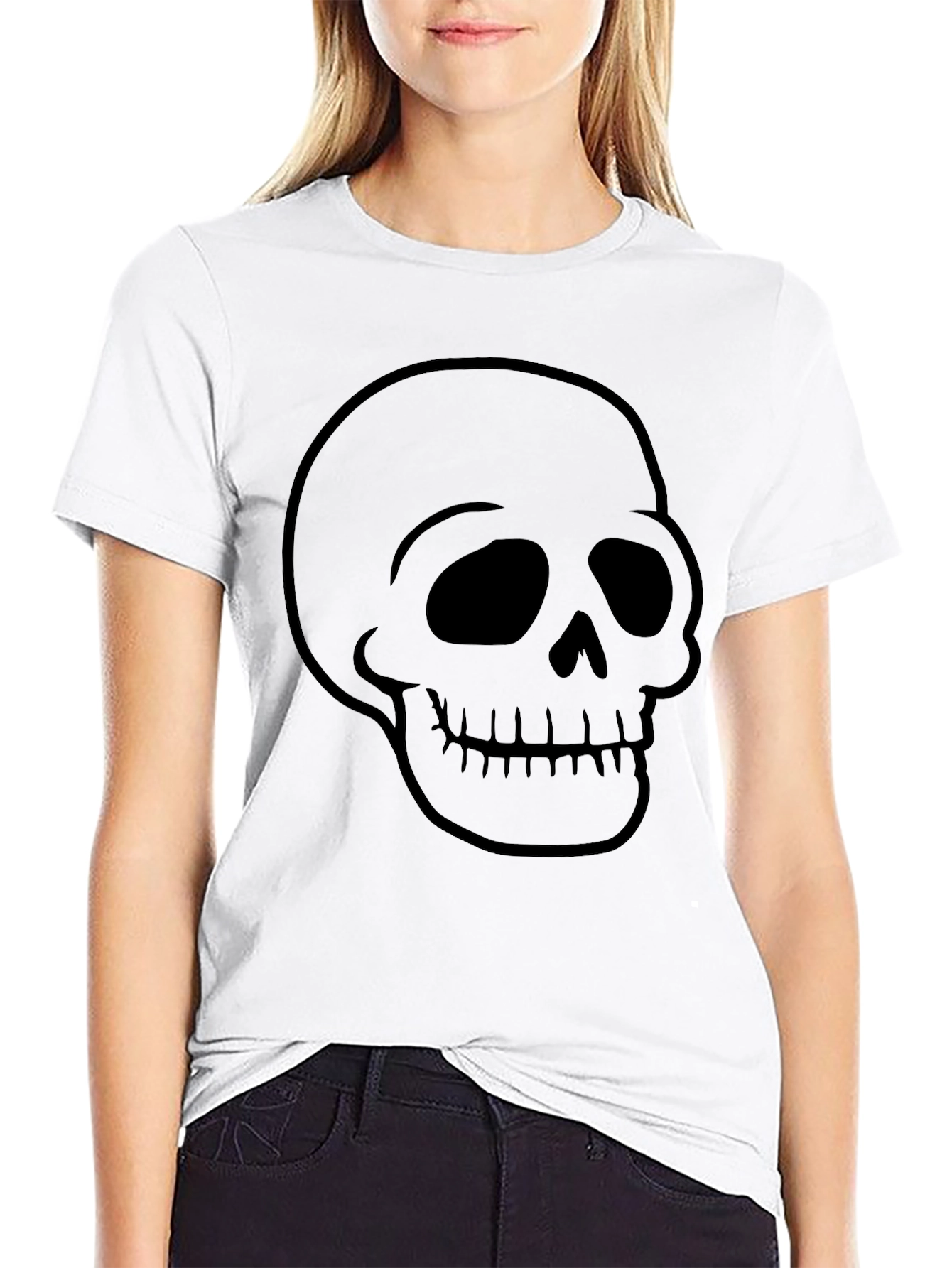 Black Skull Graphic Print Men's Black T-Shirt view 9