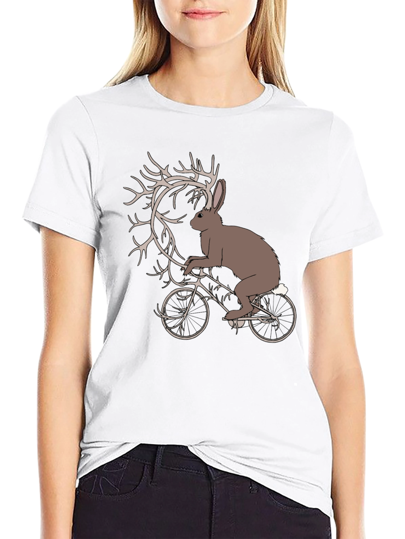 Black Hare on Bike Graphic Tee - Unique Design view 9