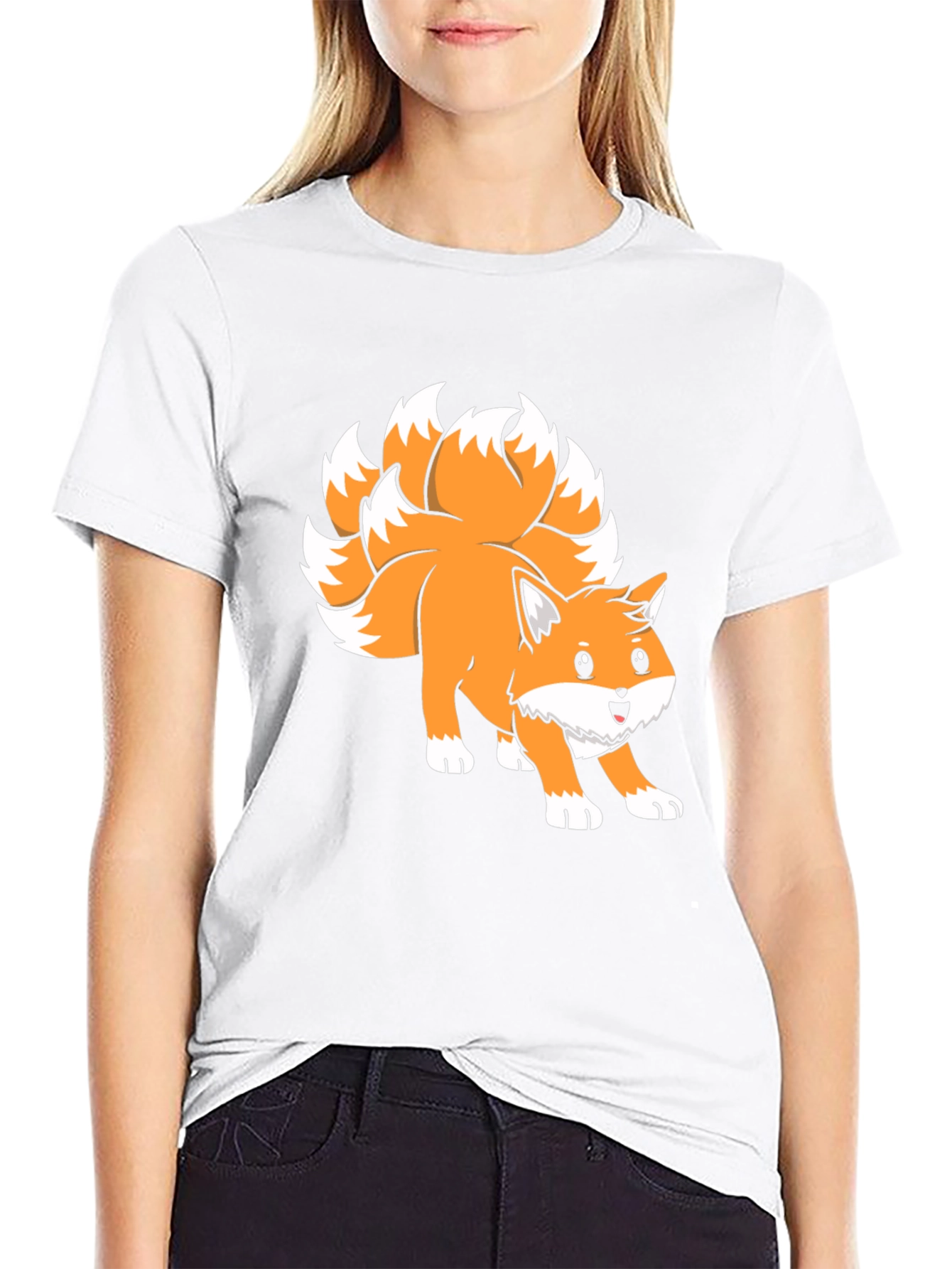 Black Nine-Tailed Fox Graphic Tee view 9