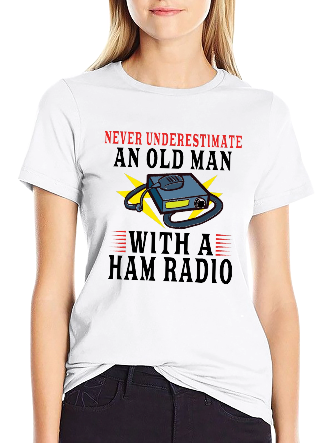 Black Ham Radio Old Man T-Shirt view 9