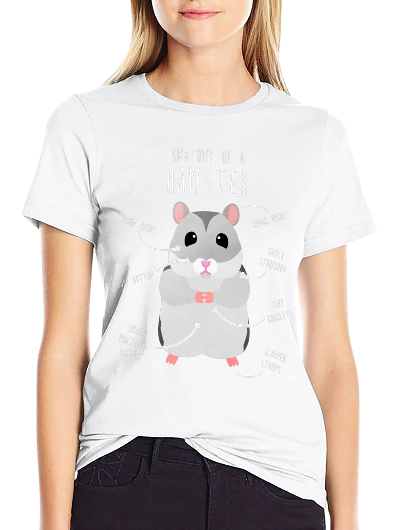 Black Anatomy of a Hamster Funny T-Shirt view 9