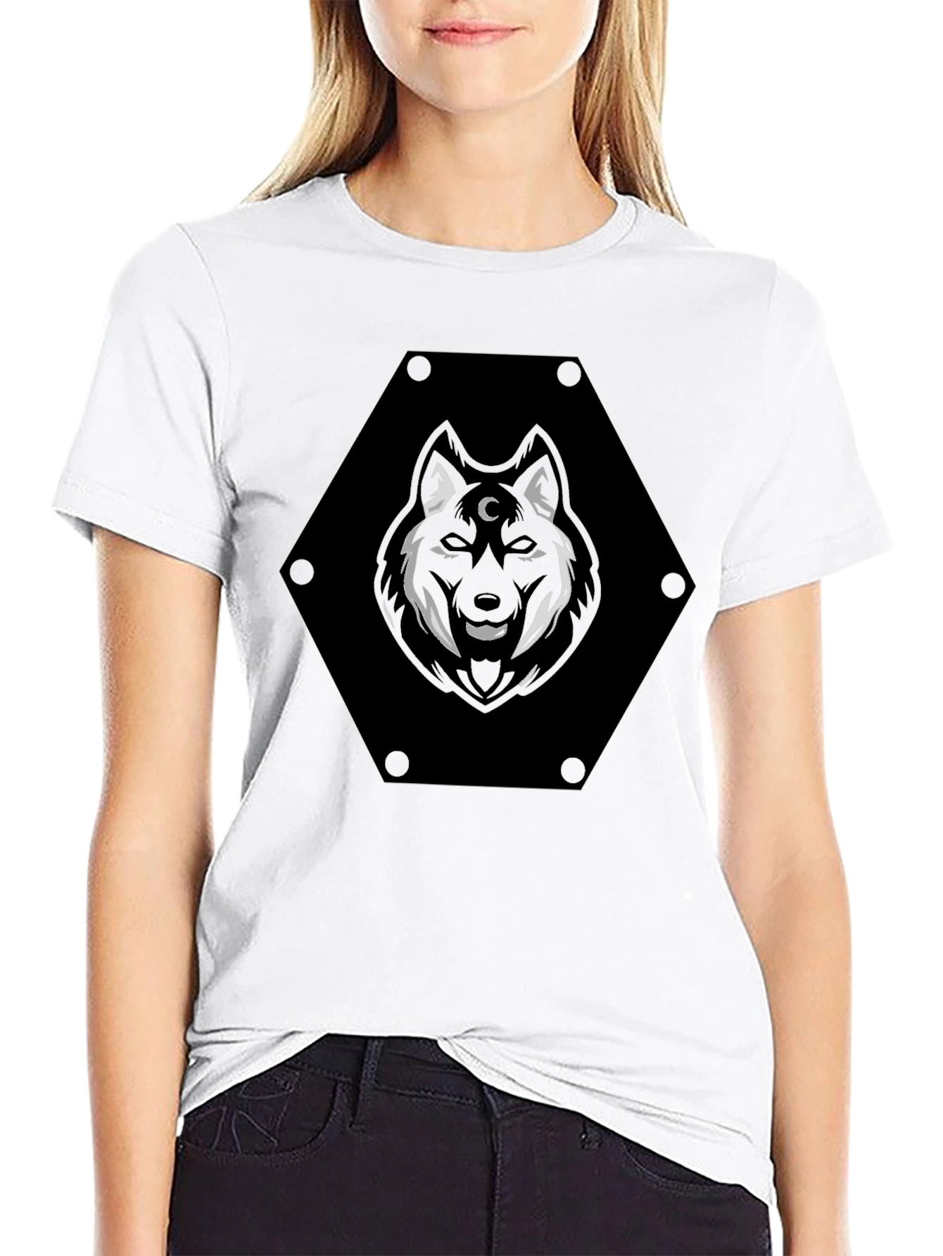 Black Mystic Wolf Graphic Tee - Black view 9