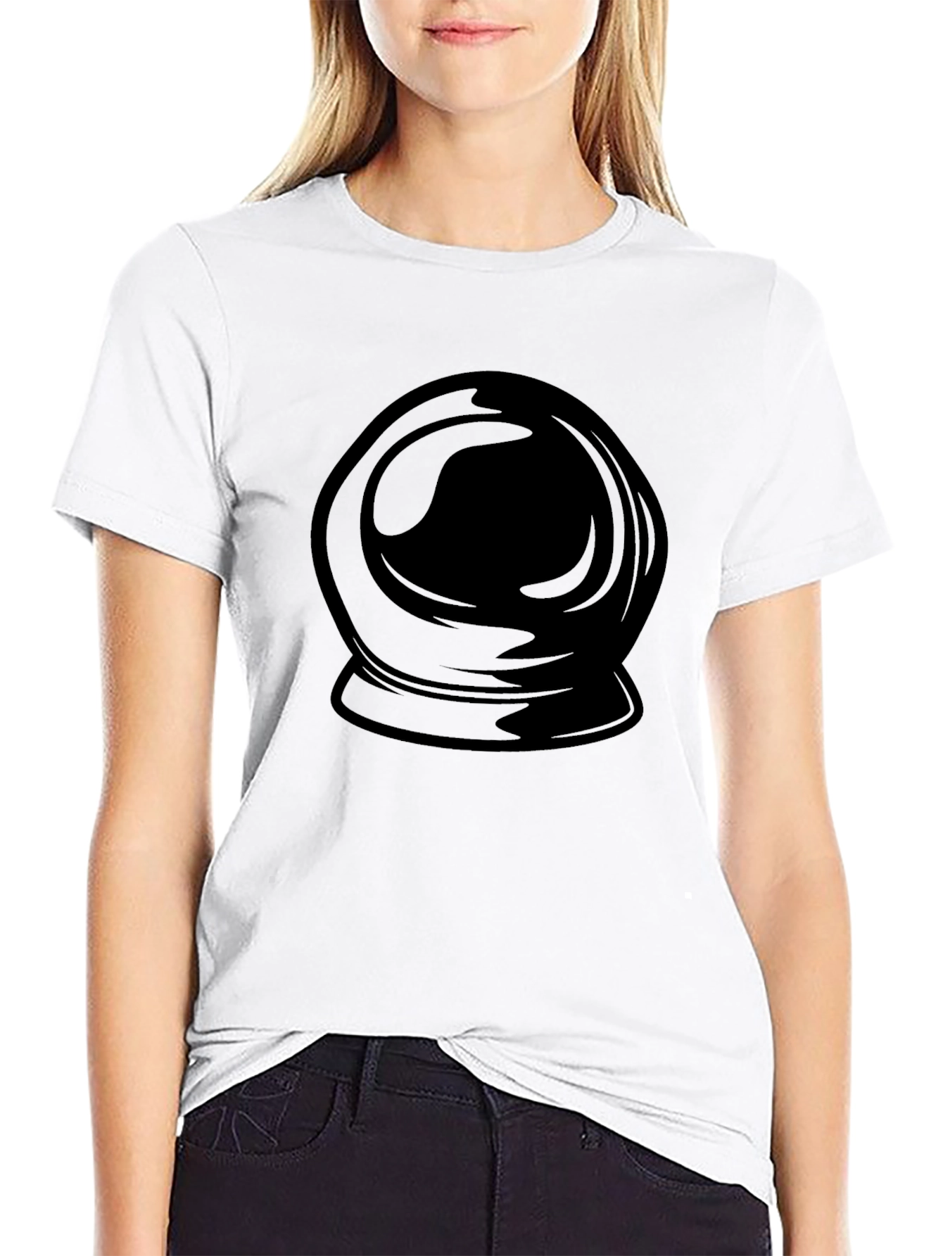 Black Astronaut Helmet Graphic Print Black T-Shirt view 9