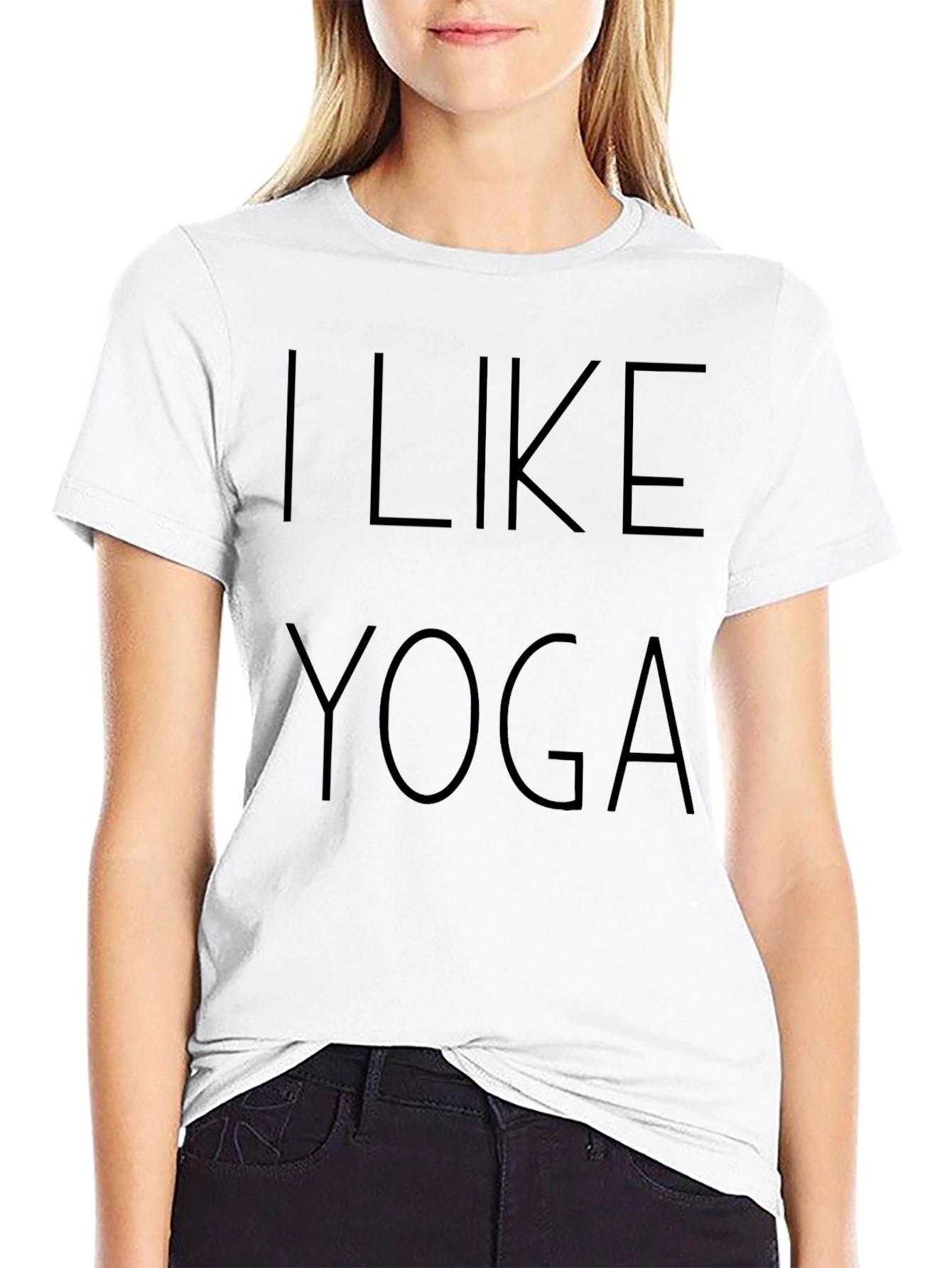Black I Like Yoga Graphic Tee - Comfortable Cotton T-Shirt view 9