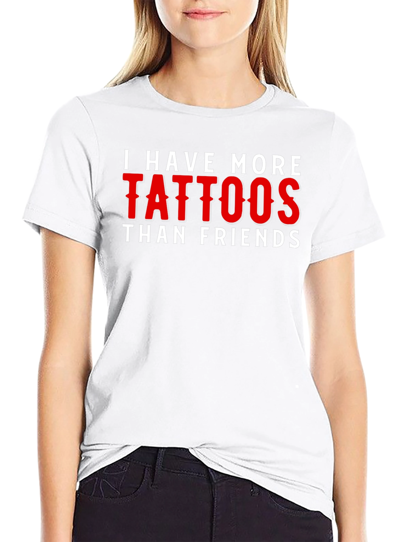 Black Tattoo Humor T-Shirt - I Have More Tattoos Than Friends view 9