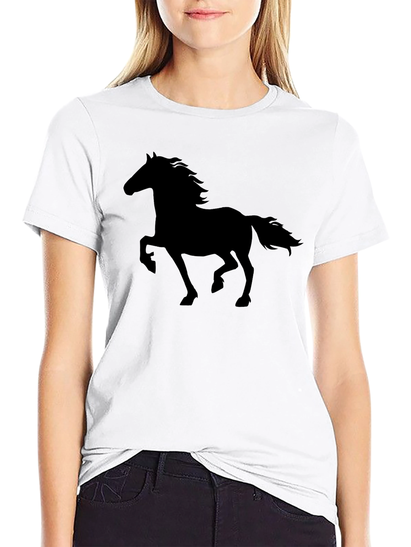 Black Horse Silhouette Graphic T-Shirt view 9