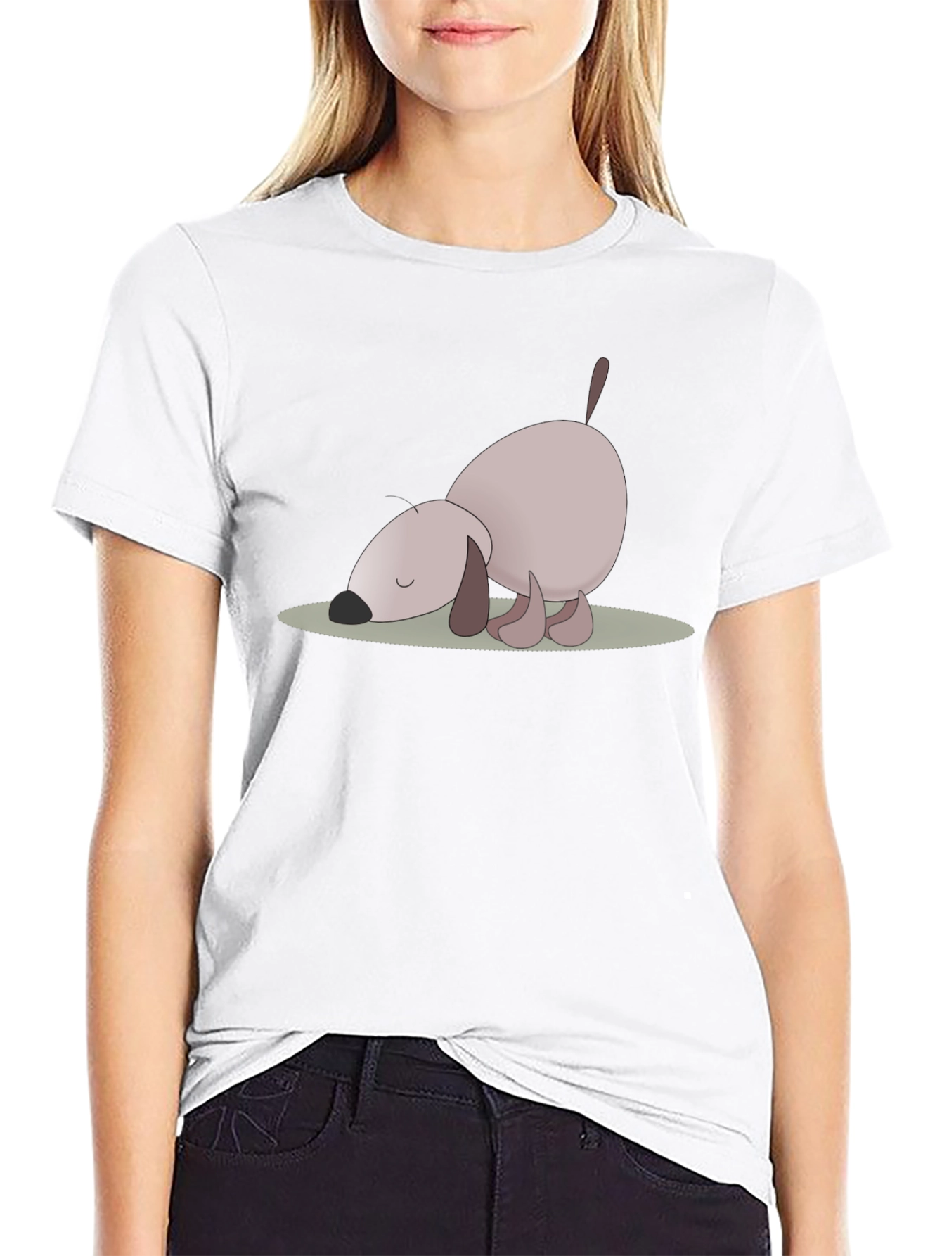 Black Cute Cartoon Dog Graphic Tee view 9