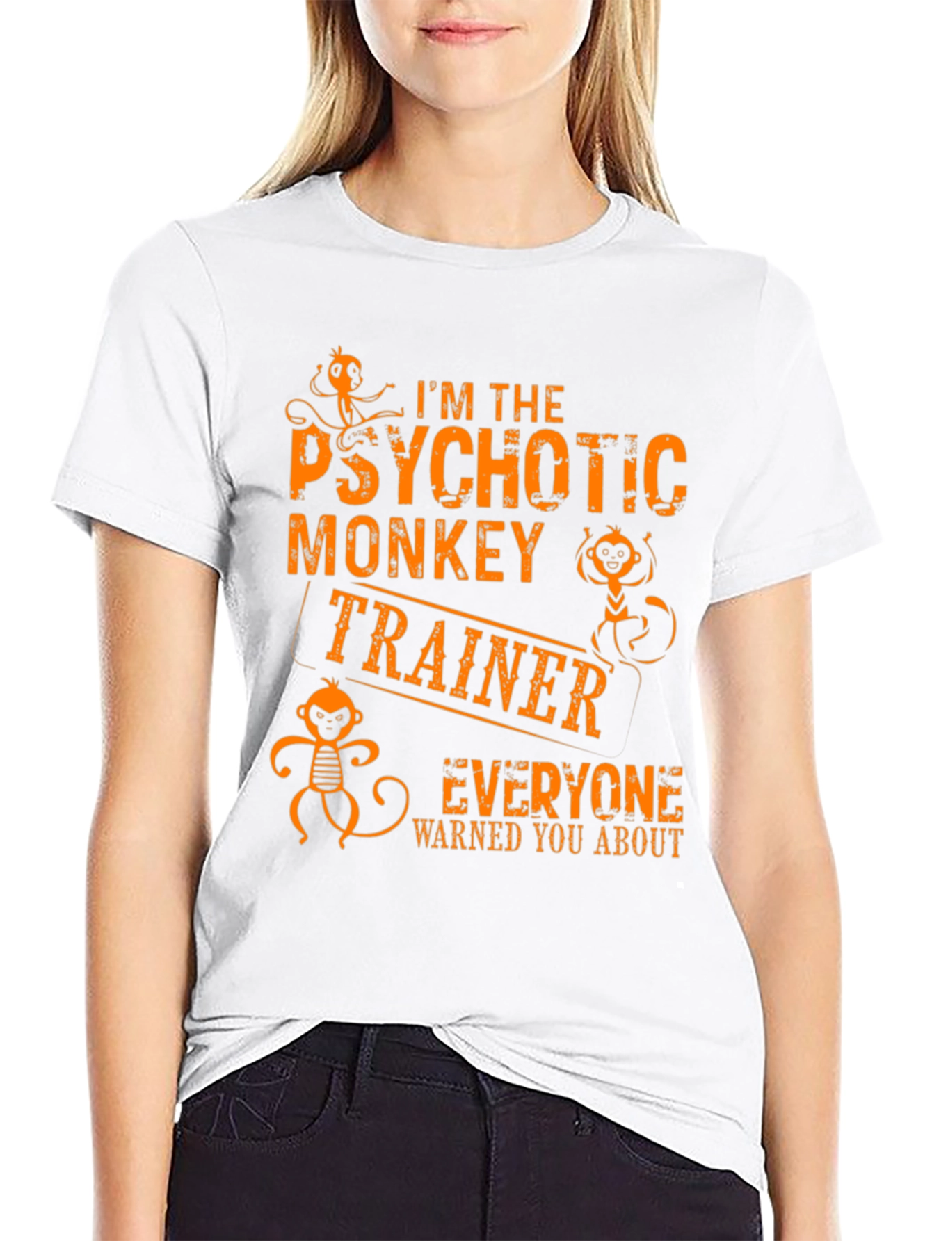 Black Psychotic Monkey Trainer Graphic Tee - Novelty T-Shirt view 9