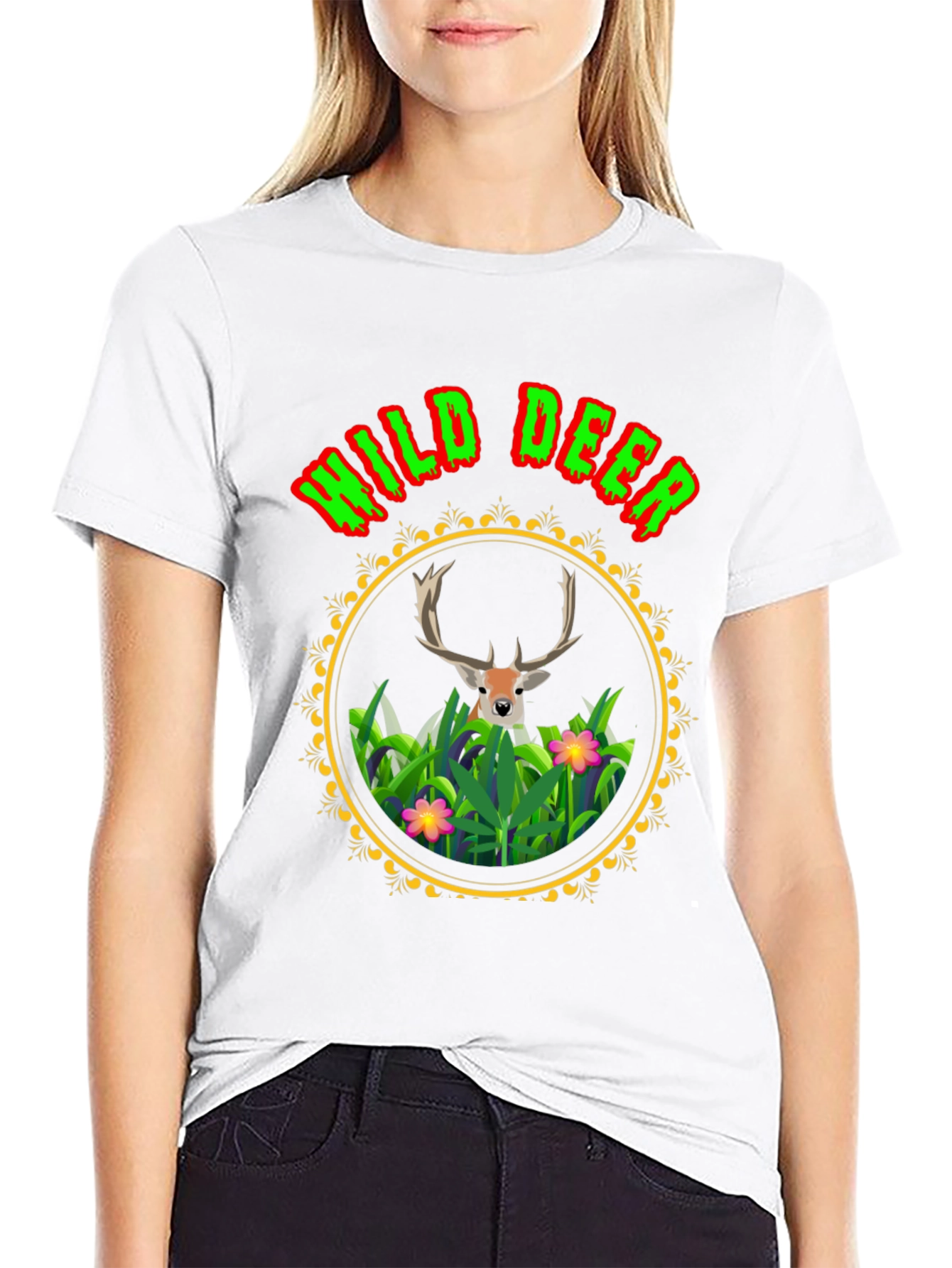 Black Wild Deer Graphic Tee - Nature Lover Shirt view 9