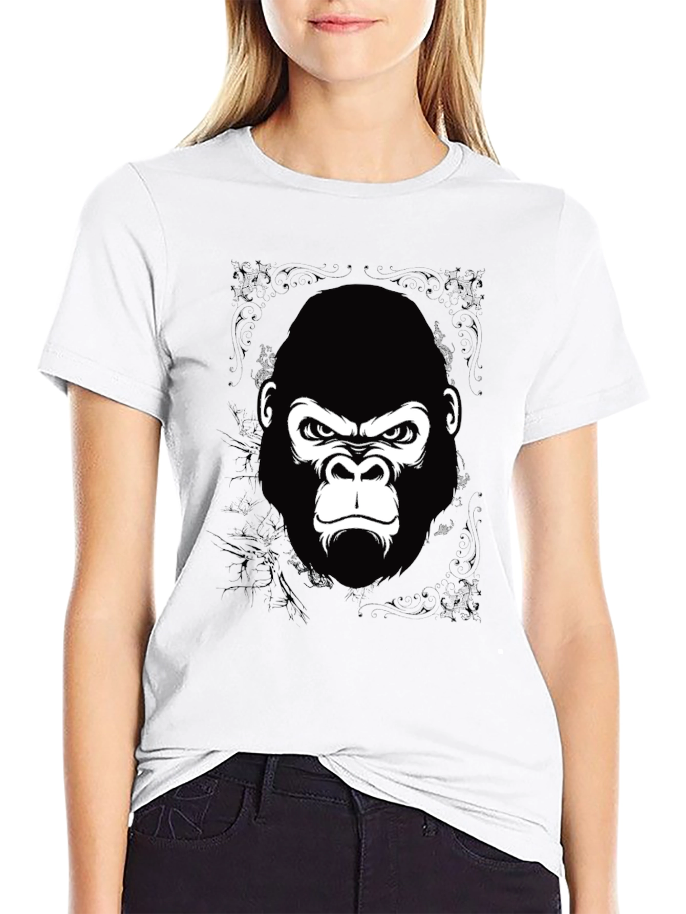 Black Gorilla Graphic Print Black T-Shirt for Men view 9