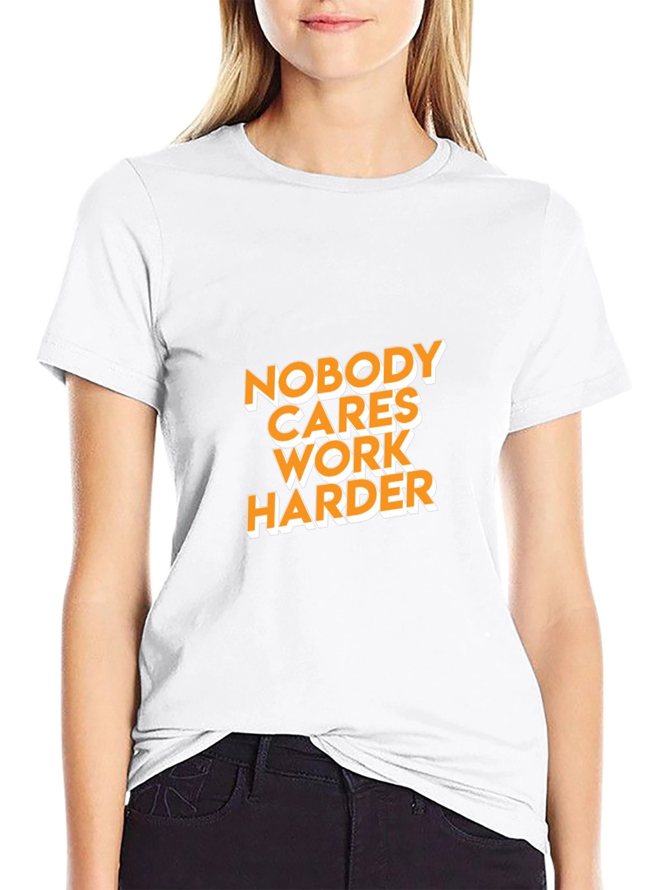 Black Nobody Cares Work Harder Graphic Tee view 9