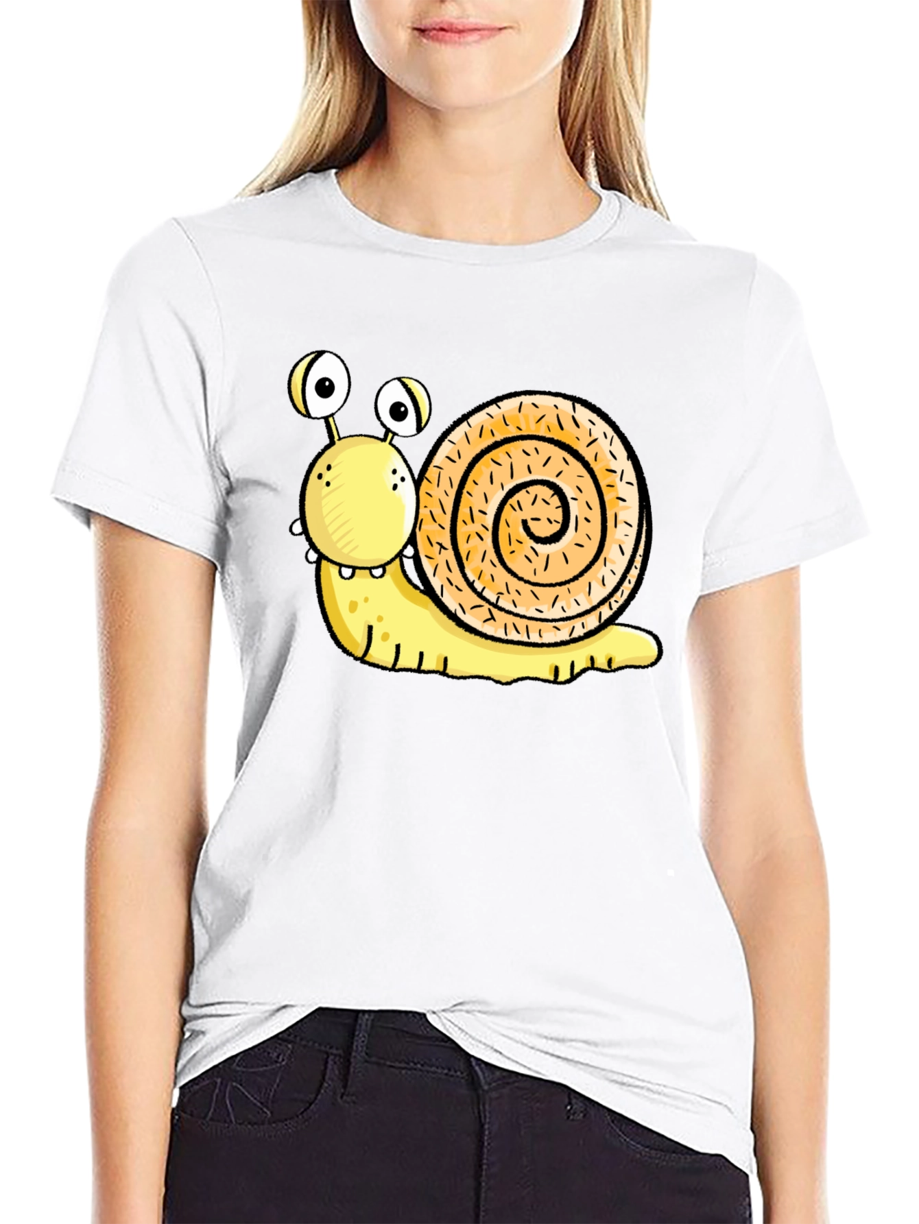Black Funny Snail Graphic Black T-Shirt view 9