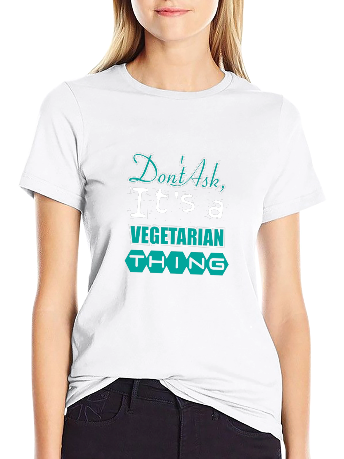 Black Vegetarian Thing Black T-Shirt view 9