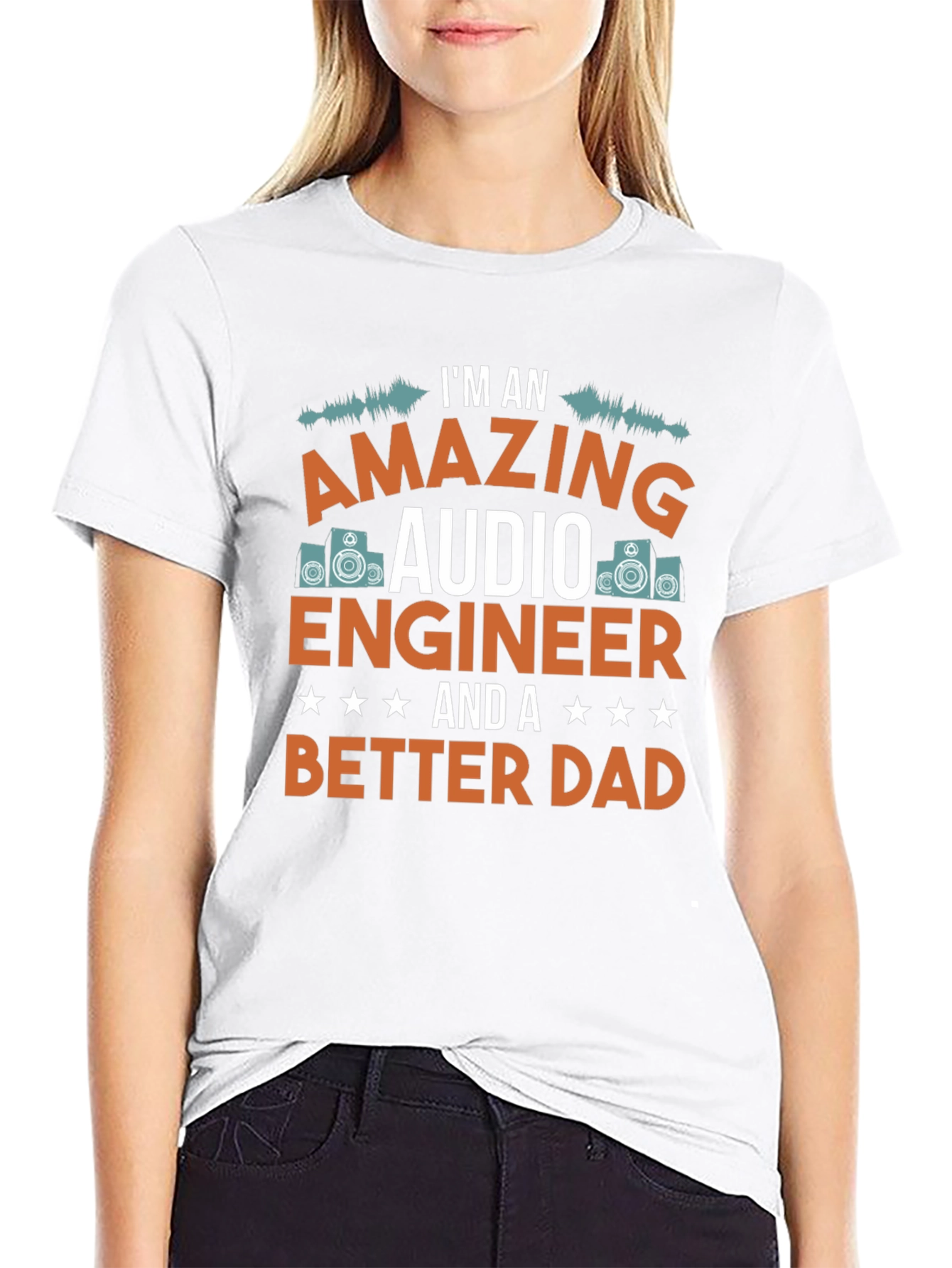 Black Amazing Audio Engineer Dad T-Shirt view 9