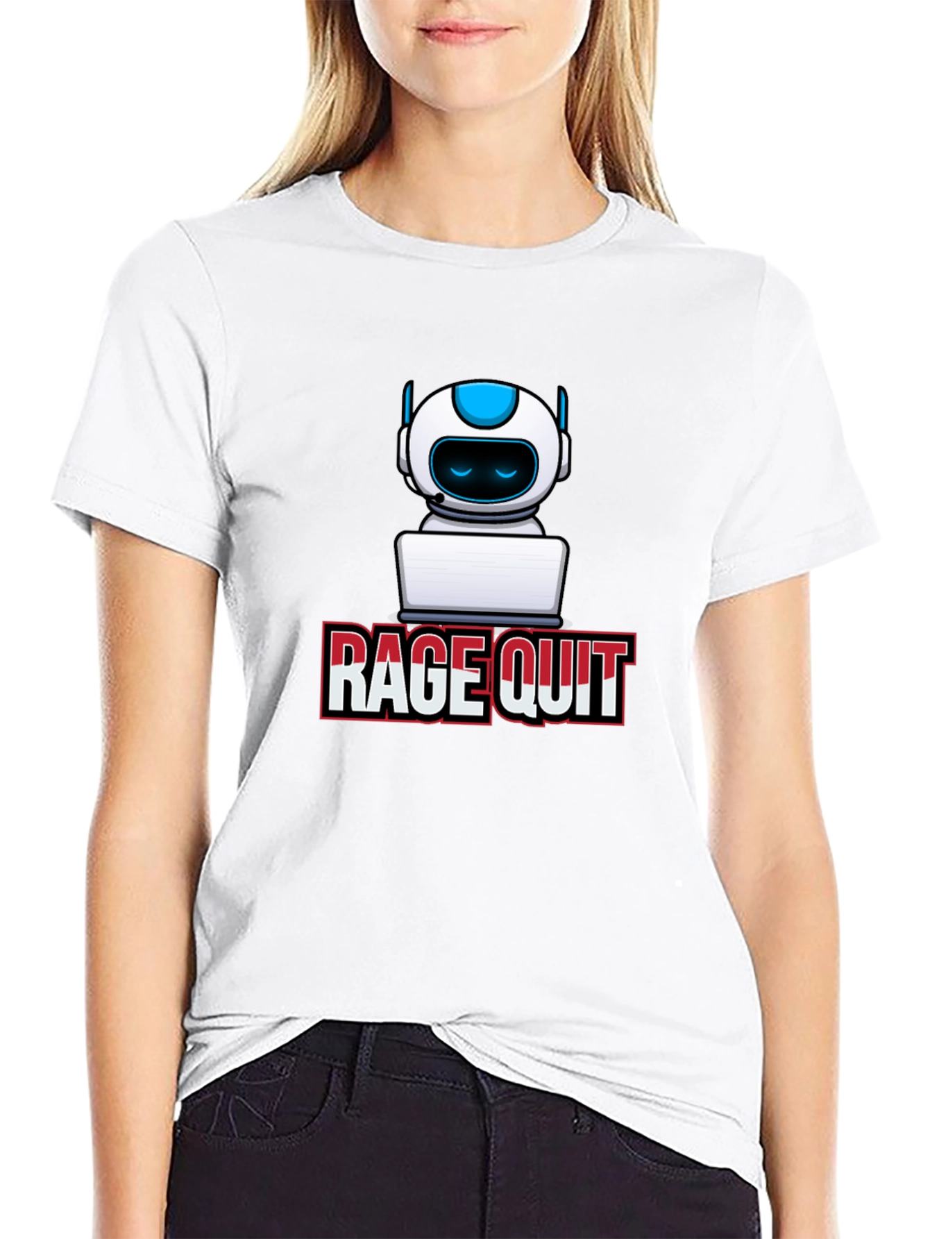 Black Rage Quit Robot Gamer T-Shirt - Black view 9