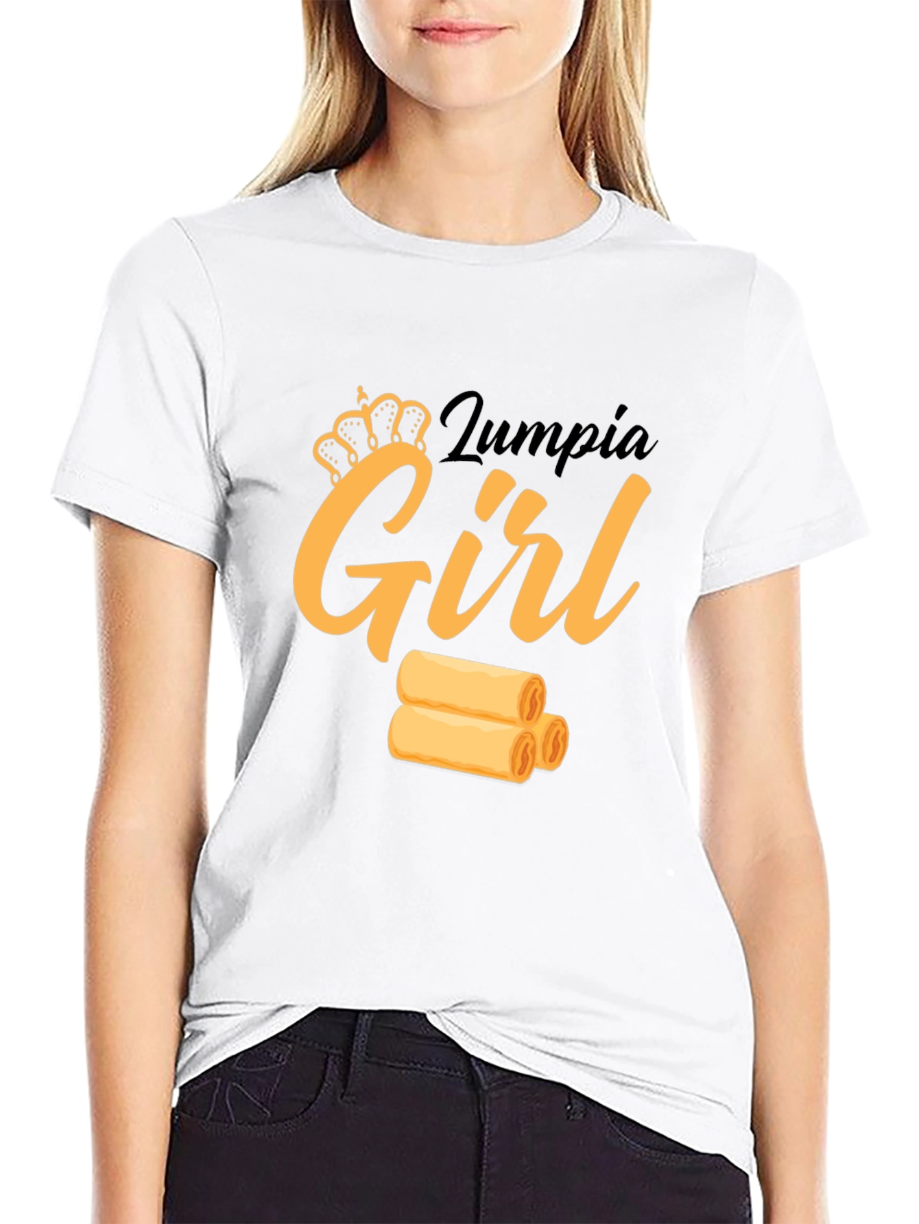 Black Lumpia Girl T-Shirt - Foodie Tee view 9