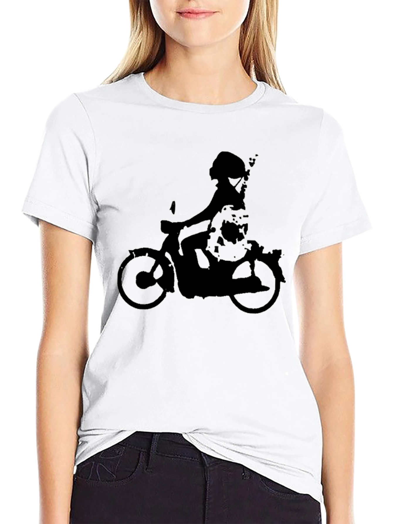 Black Cool Black T-Shirt with Scooter Silhouette view 9