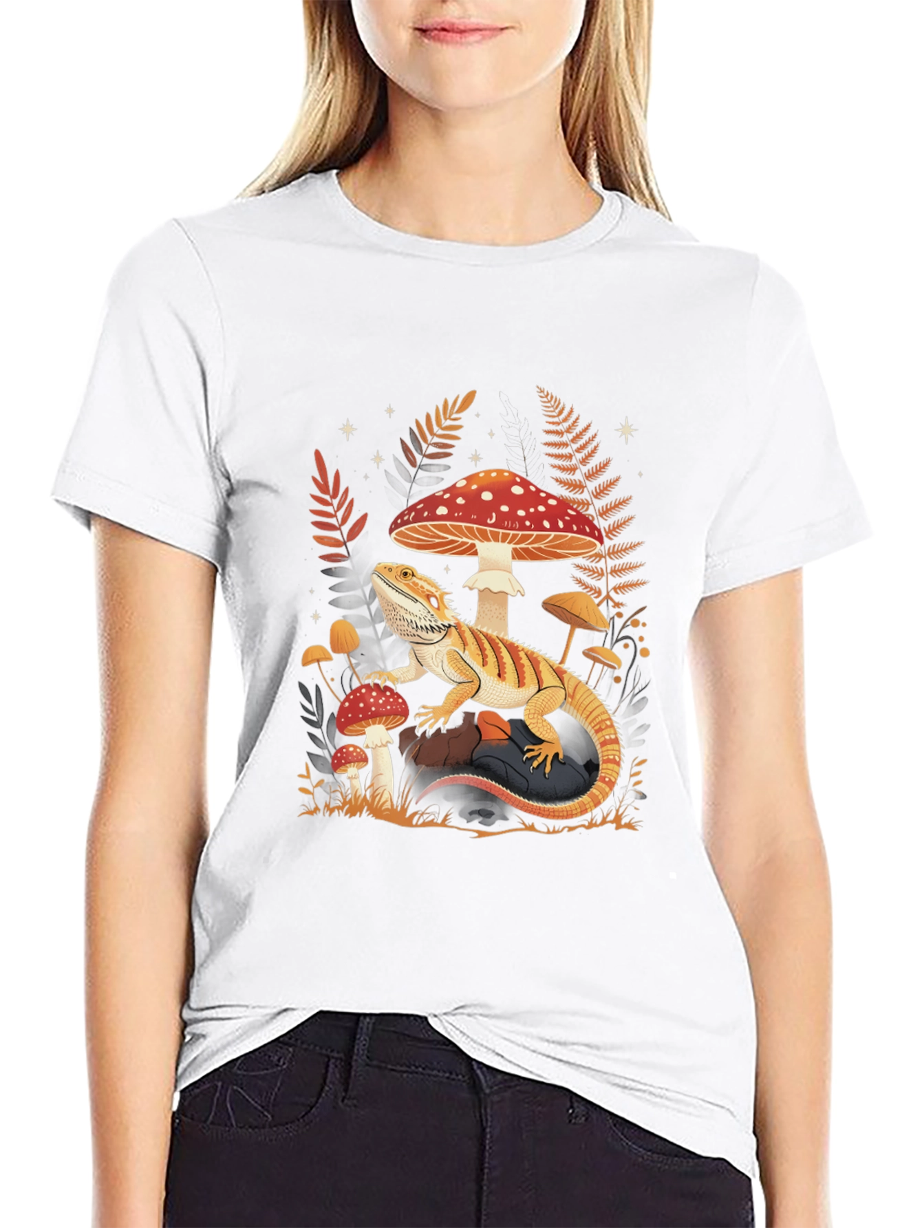Black Bearded Dragon Mushroom Graphic Tee view 9