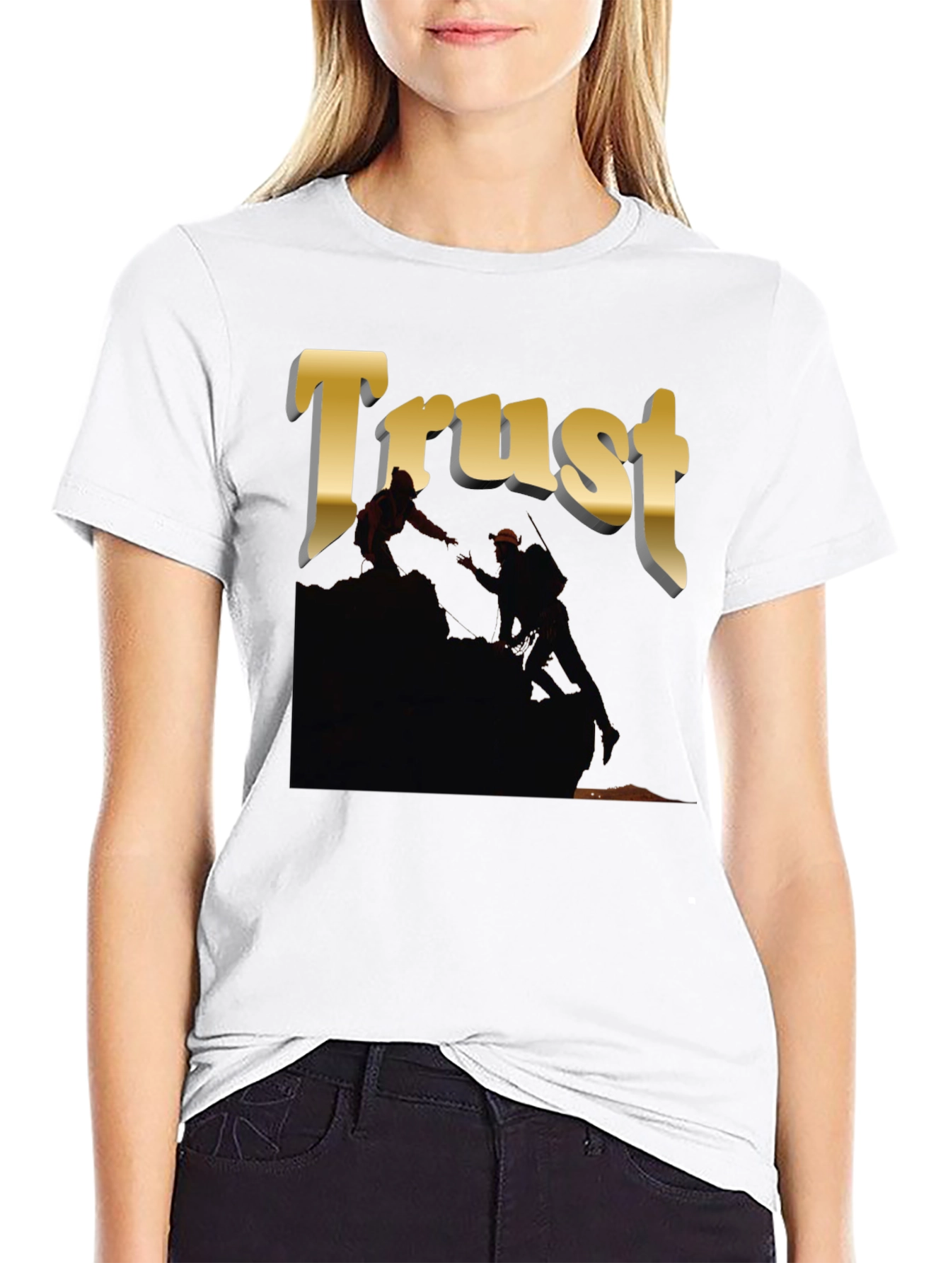 Black Trust T-Shirt - Mountain Climbers - Black Cotton Tee view 9