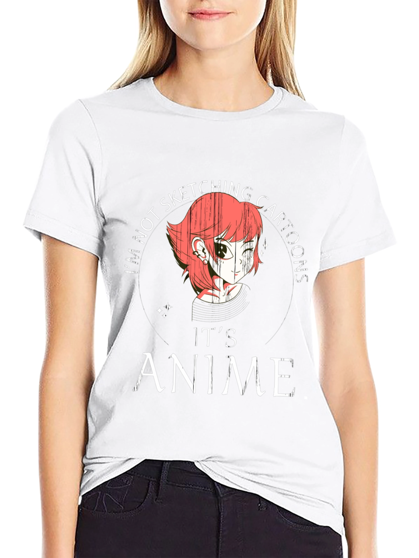 Black I'm Not Sketching Cartoons It's Anime T-Shirt view 9