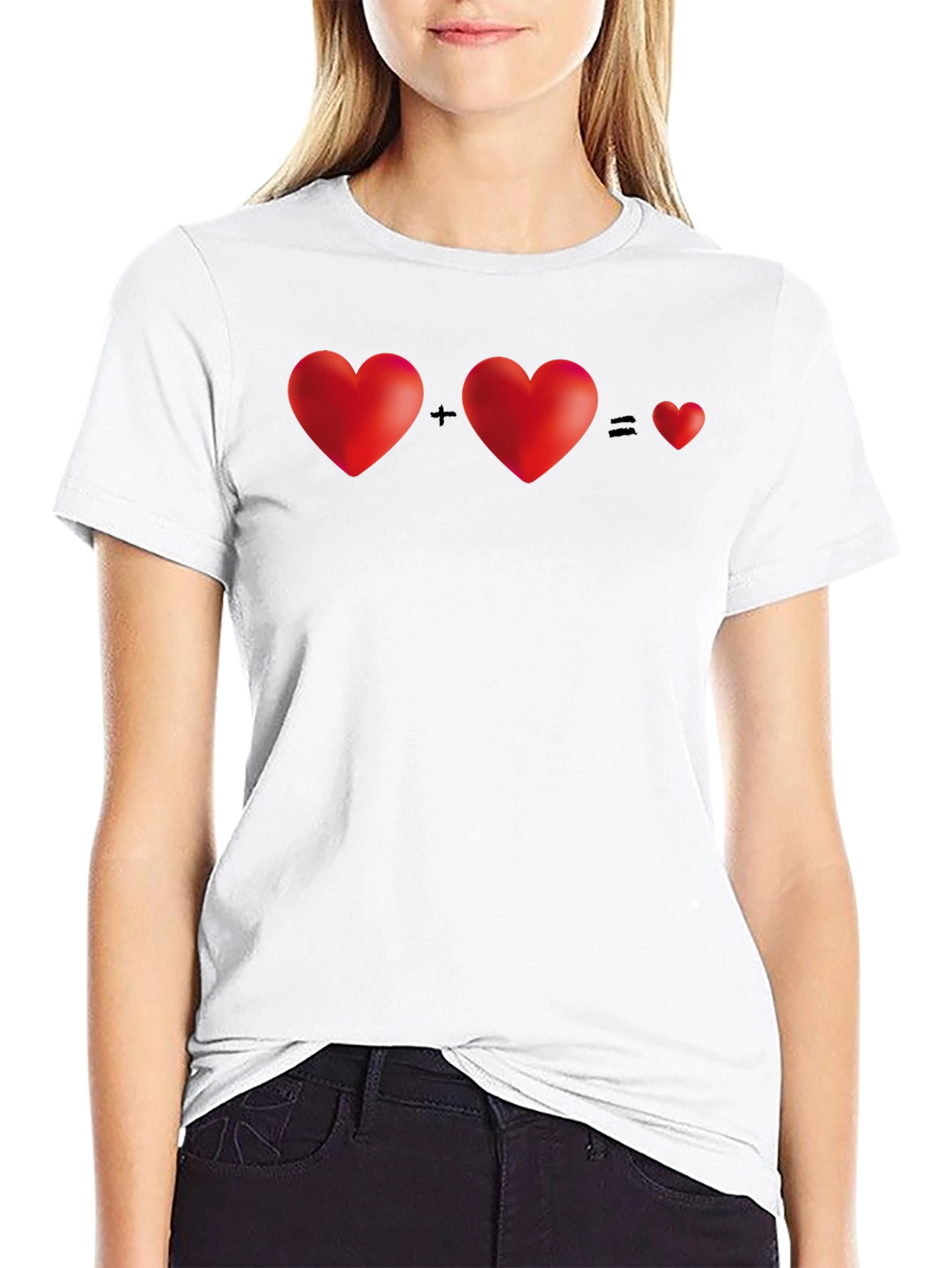 Black Two Hearts Equal One T-Shirt - Black view 9