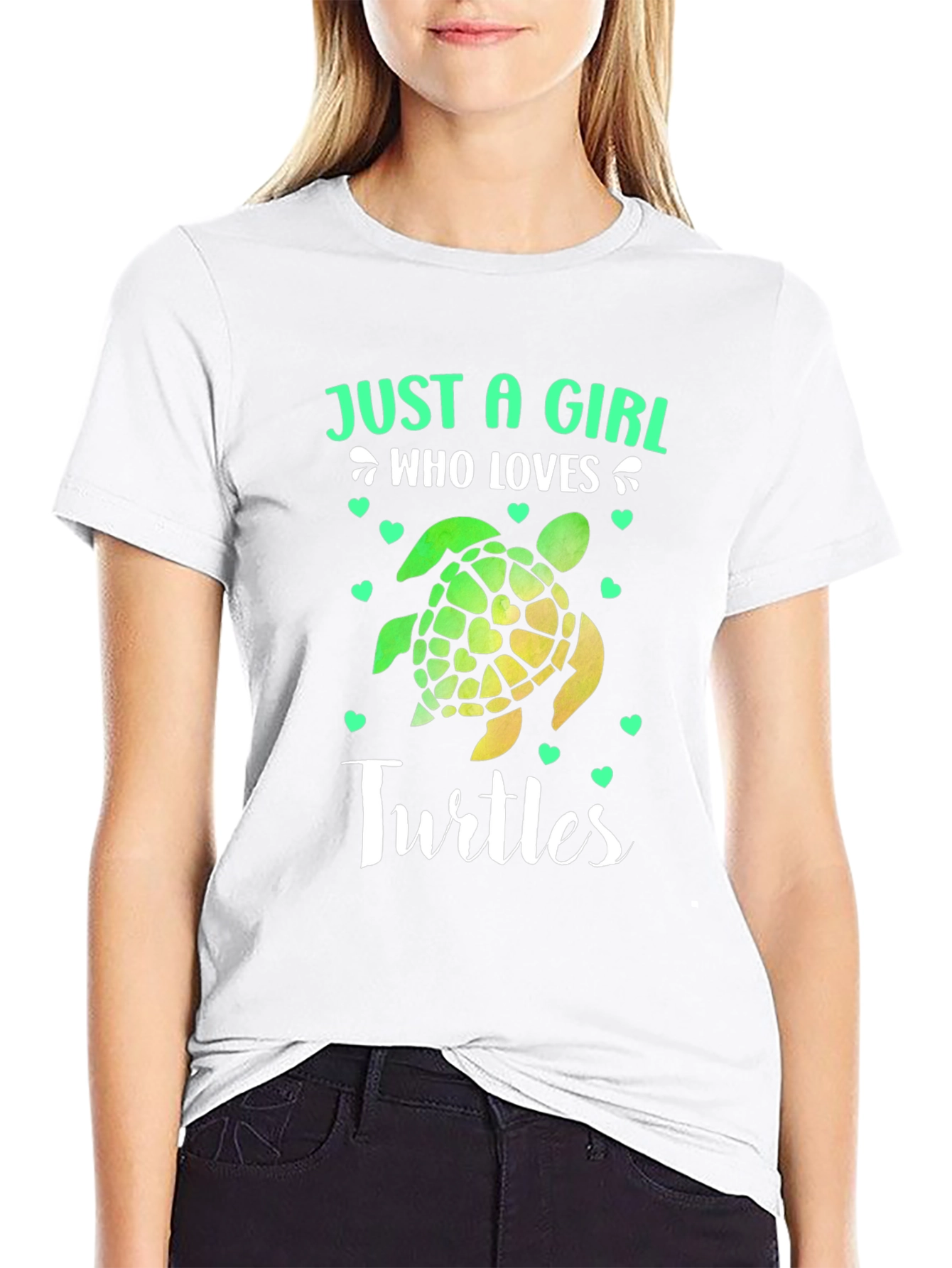 Black Just A Girl Who Loves Turtles T-Shirt view 9